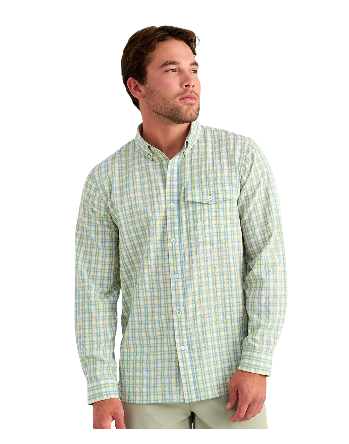 Huk Huk Chatham Plaid Long Sleeve Shirt - Plantain - $75.00 at Cabela's Program
