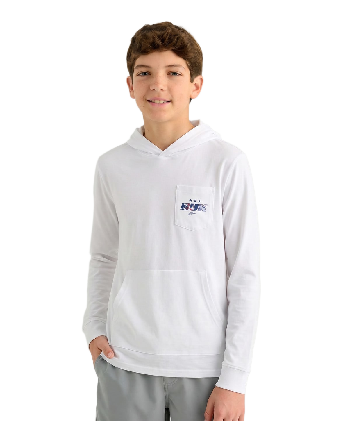 Huk Huk KC Fish Flag Long Sleeve Hooded T-Shirt - White - $30.00 at Cabela's Program