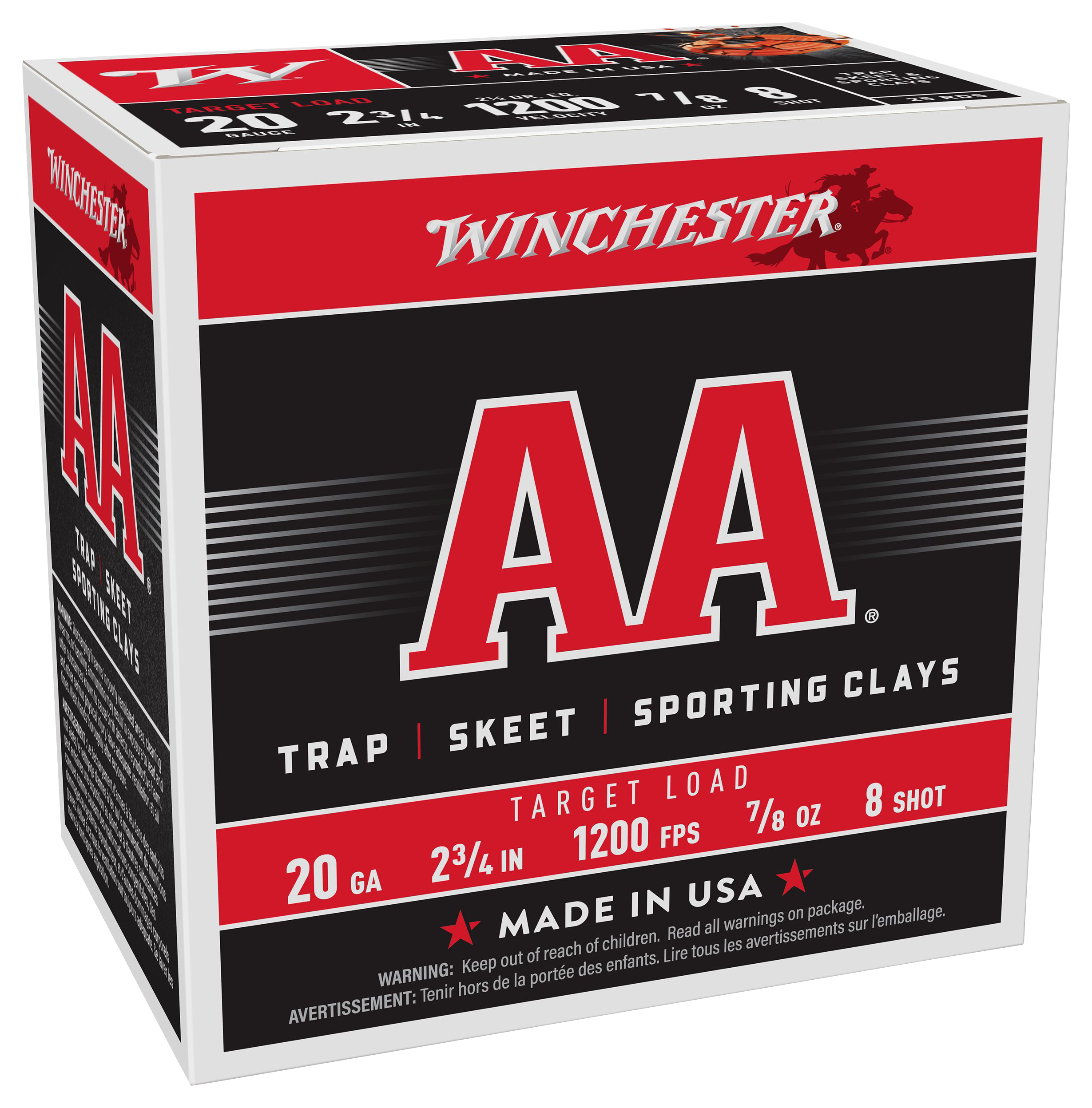 Winchester AA Target Loads Shotshells - 20 Gauge - 7/8 oz. - 8 Shot - 250 rounds - Winchester