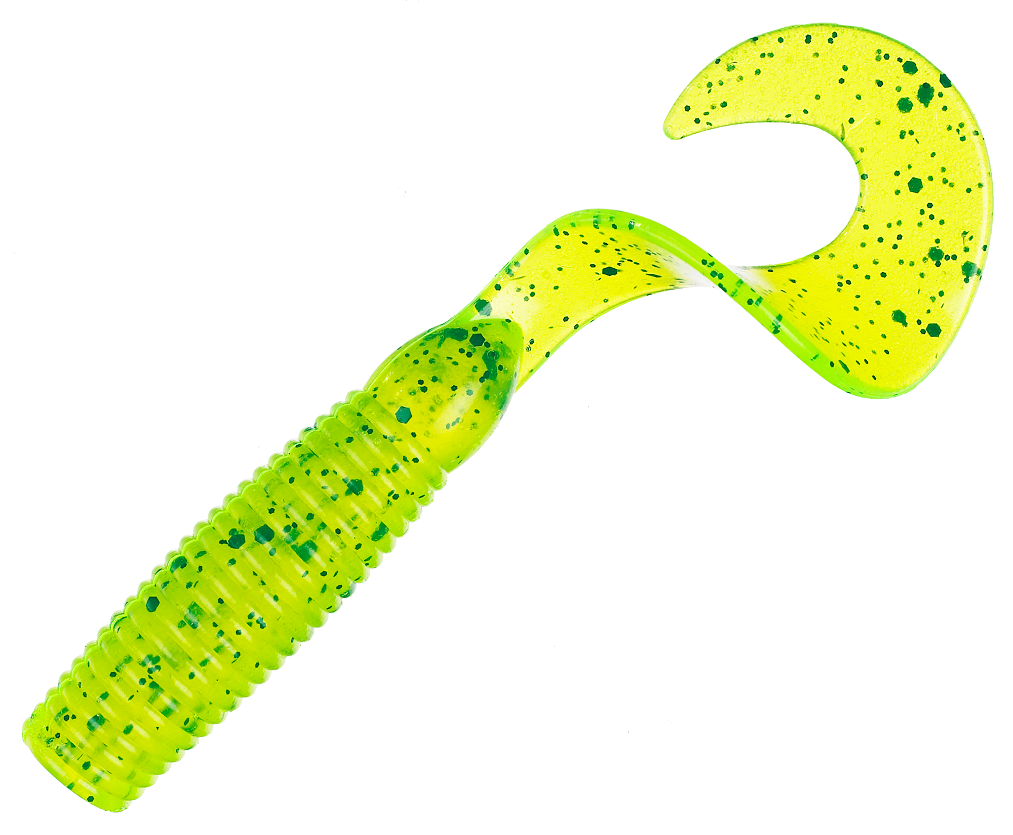 Image of Bass Pro Shops XPS Single Tail Grub - 4″ - Chartreuse Salt n' Pepper