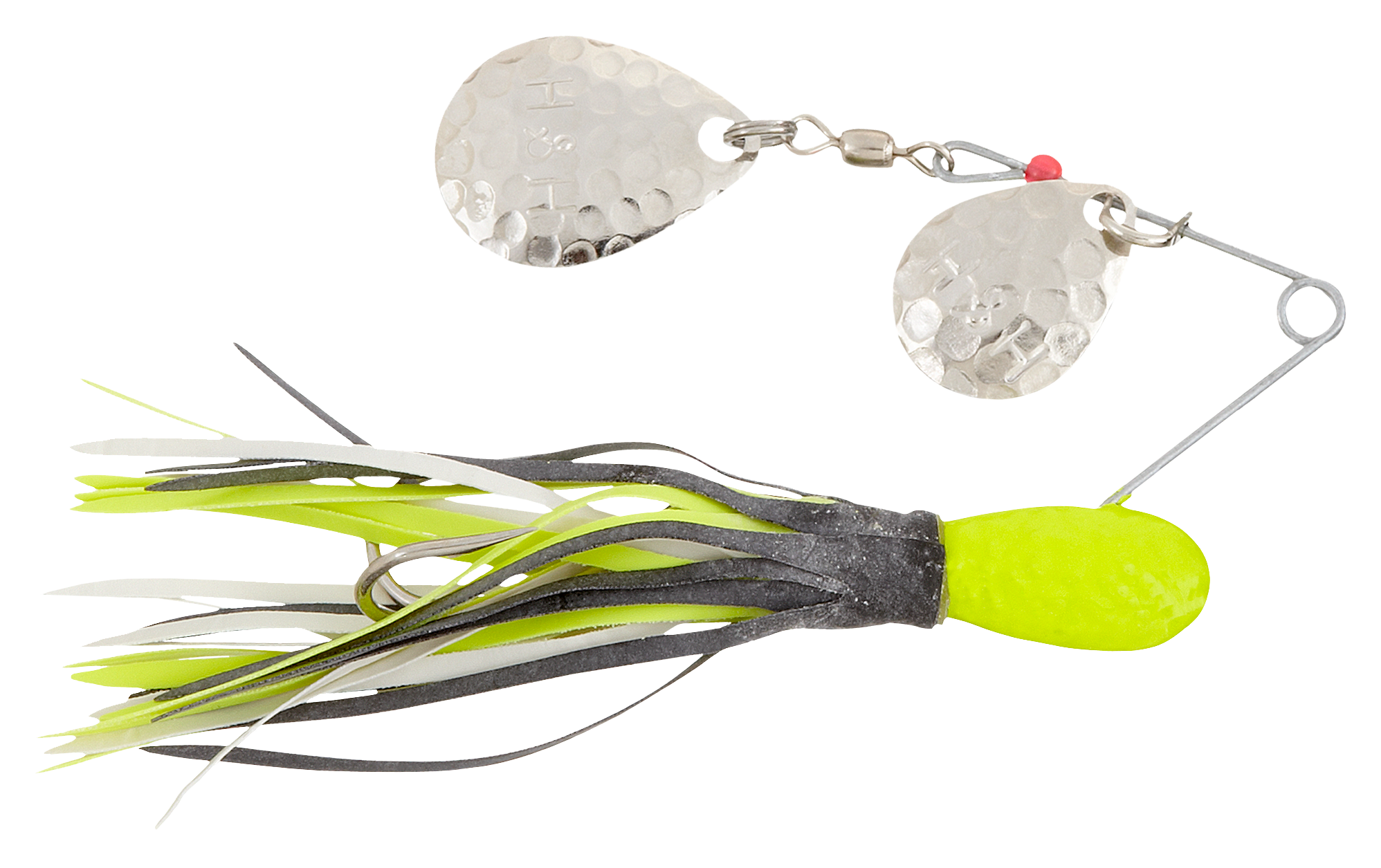 Image of H&ampH Lures Original Spinnerbait- Double Blade - Chartreuse Black/Chartreuse/White