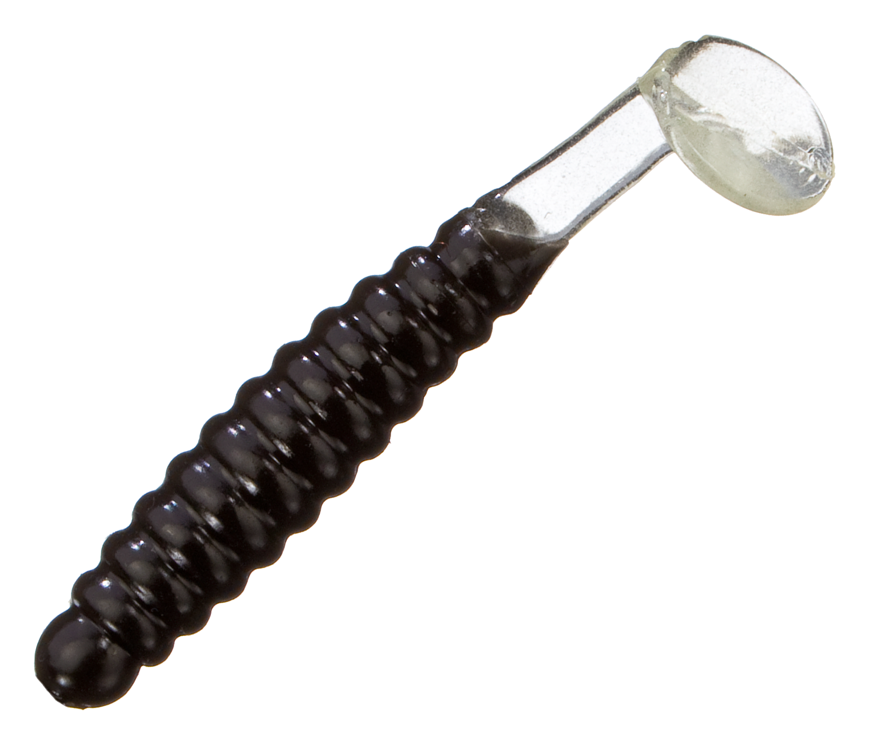 Charlie Brewers Crappie Slider Grub - 1-1/2 - Black/Glow Tail