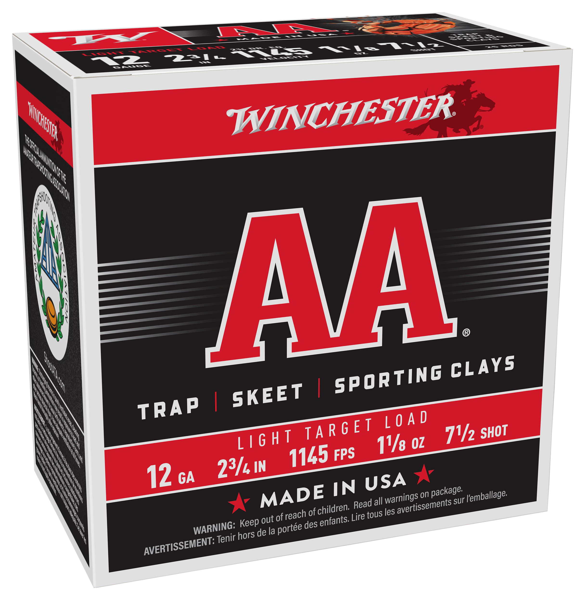 Winchester AA Target Loads Shotshells - 12 Gauge - 1-1/8 oz. - 7.5 Shot - 250 rounds - Winchester