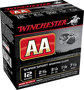 Winchester AA Supersport Sporting Clays Shotshells - 20 Gauge - #8 Shot - 250 Rounds - Winchester