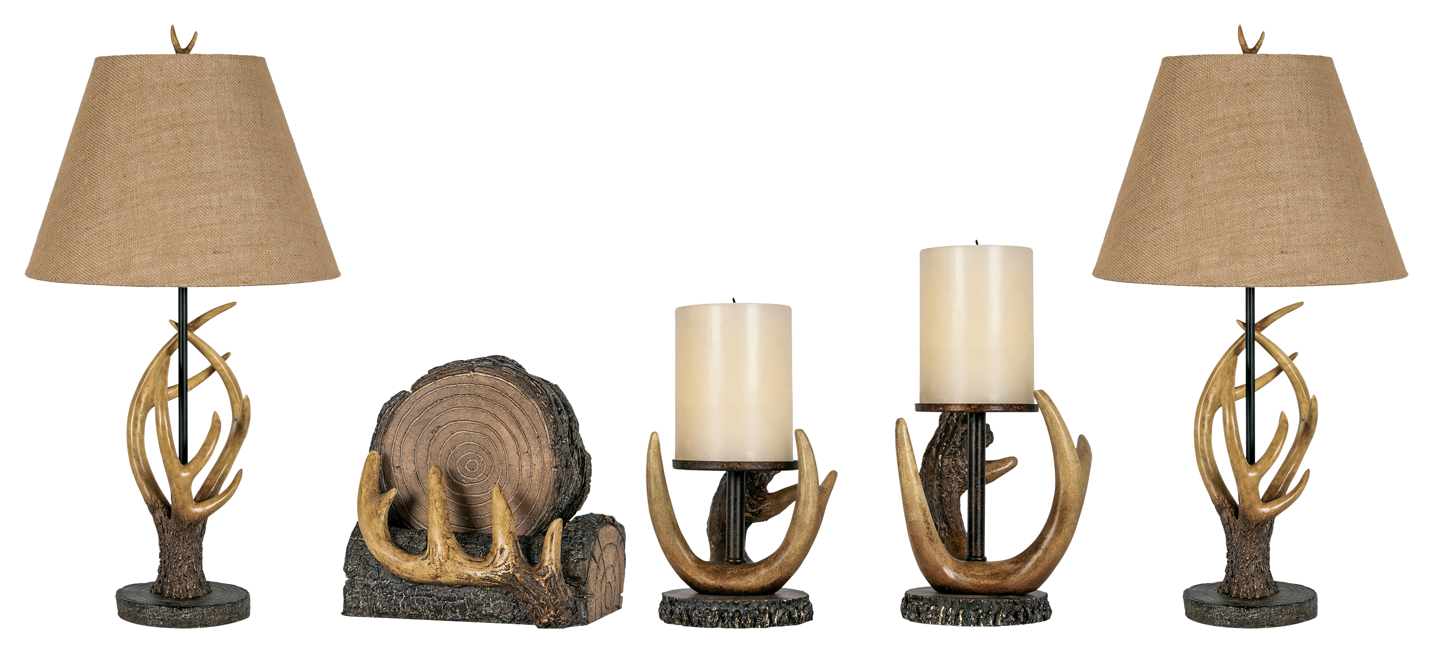 White River Home Antler Decor 5-Piece Table Lamps and Accessories Set