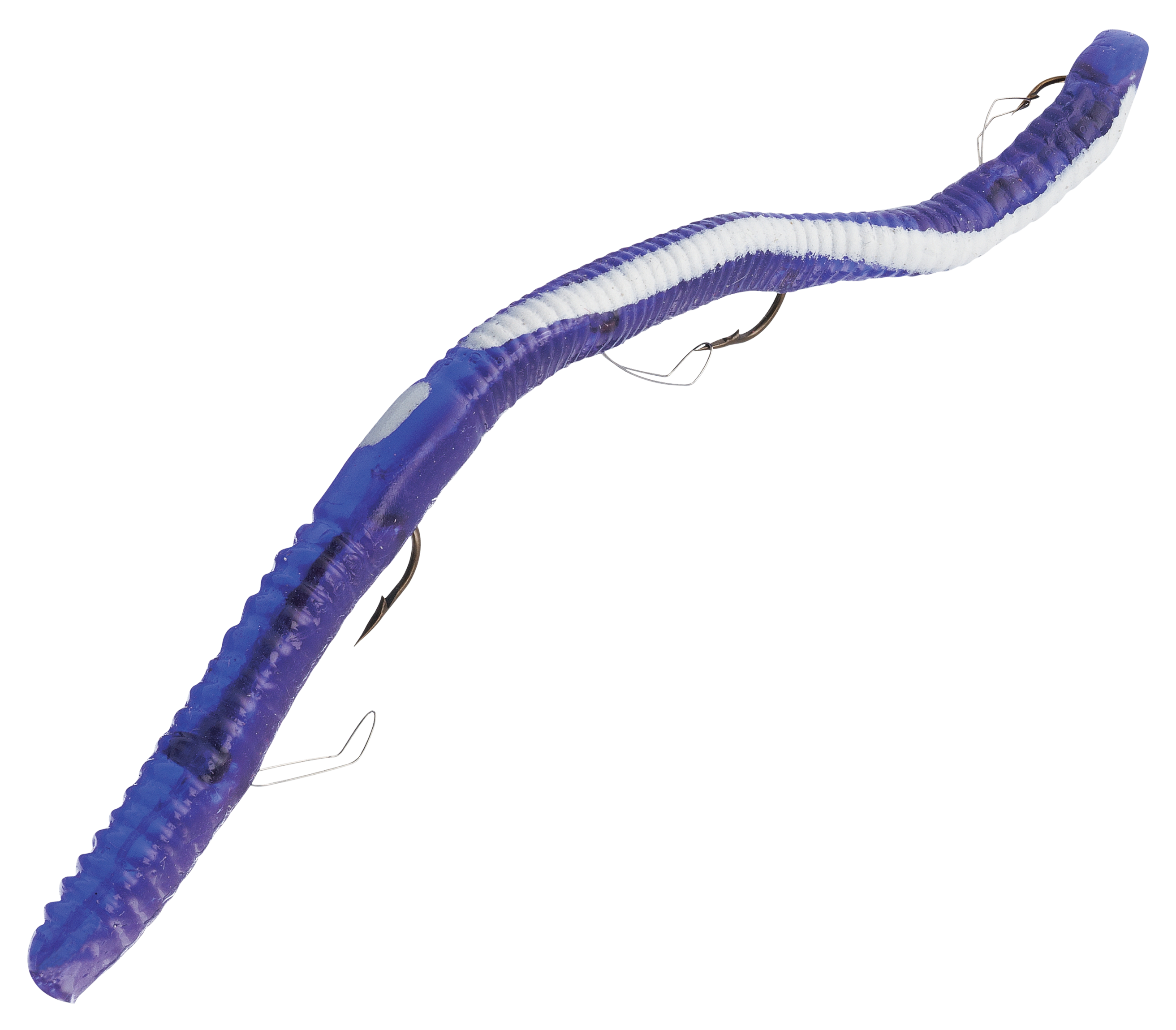 Bass Stopper Lures Weedless Rigged Worm - Purple/White Stripe