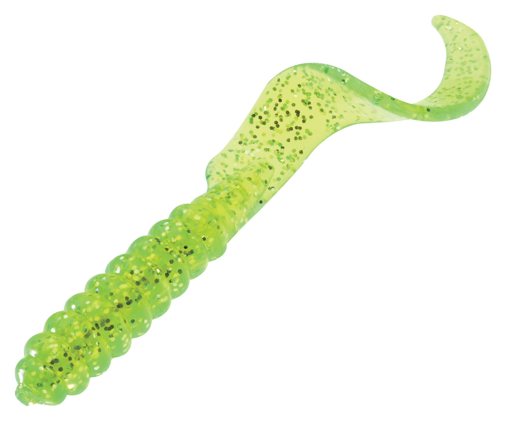 Cabelas Action Tail Grub - 3 - Chartreuse Glitter