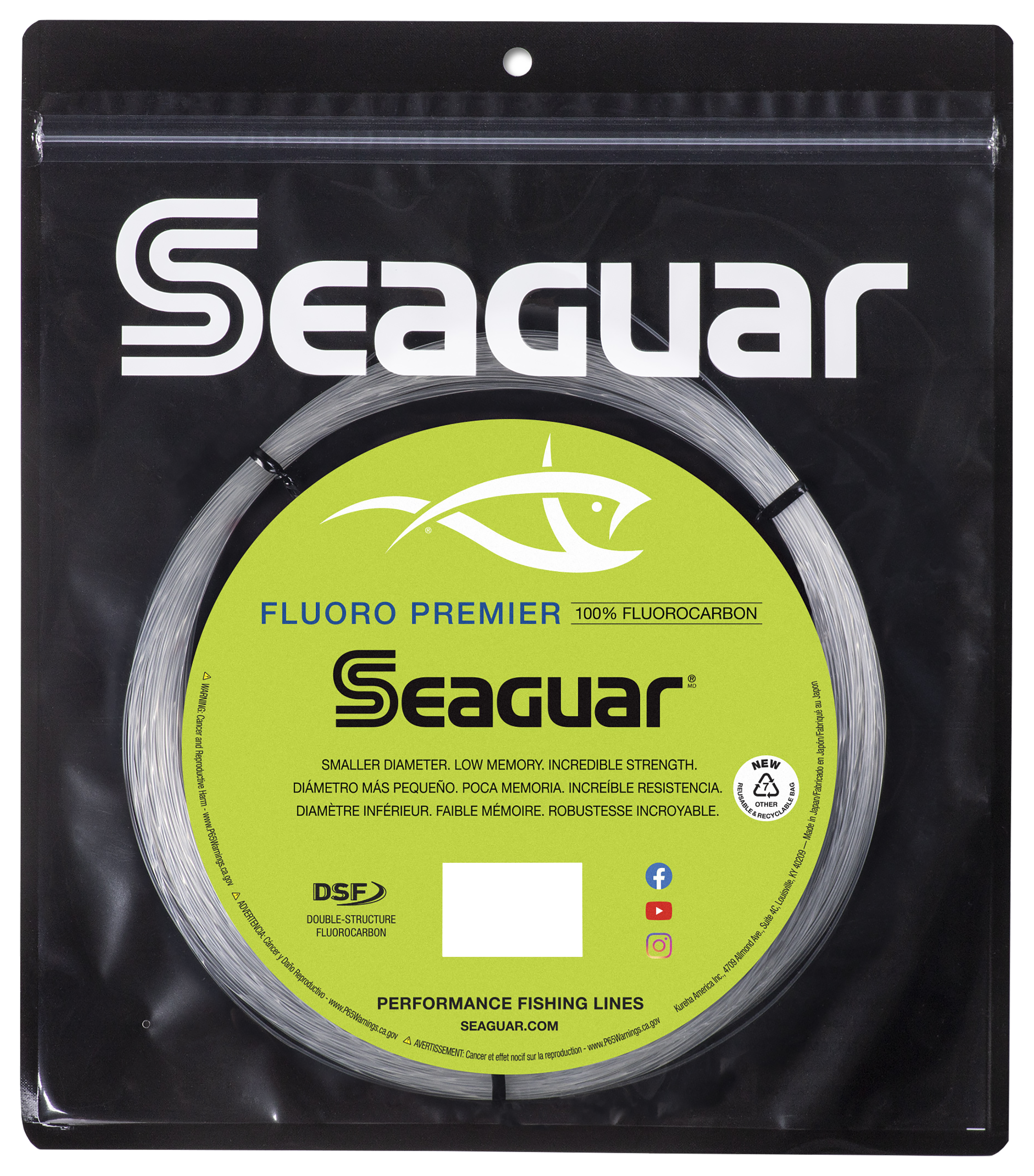 Seaguar Fluoro Premier Leader Material - Clear - 100 lb.