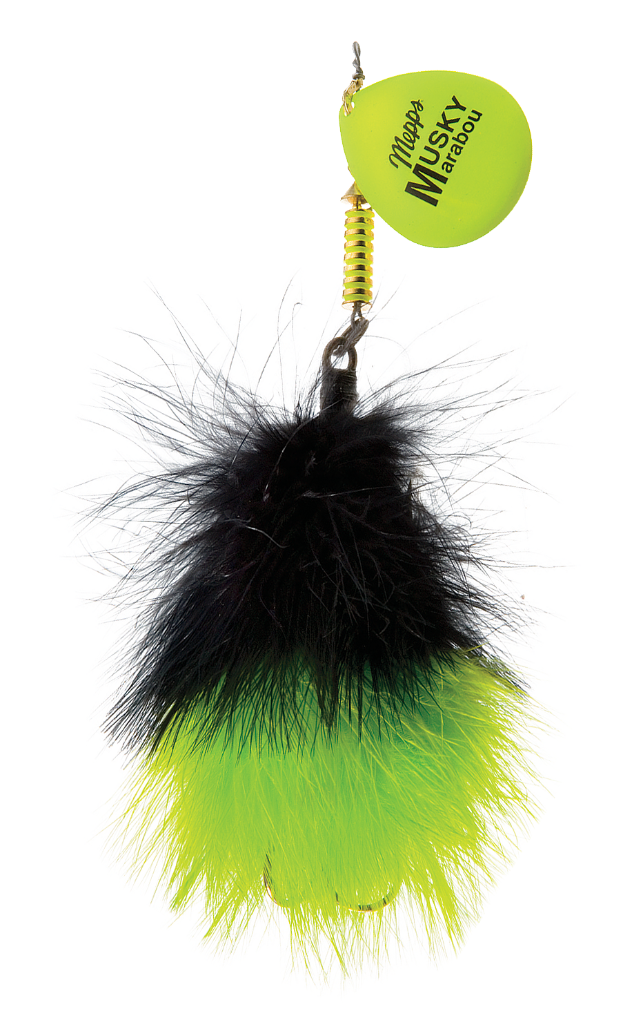 Mepps Musky Marabou Inline Spinnerbait - Hot Chartreuse/Black Chartreuse