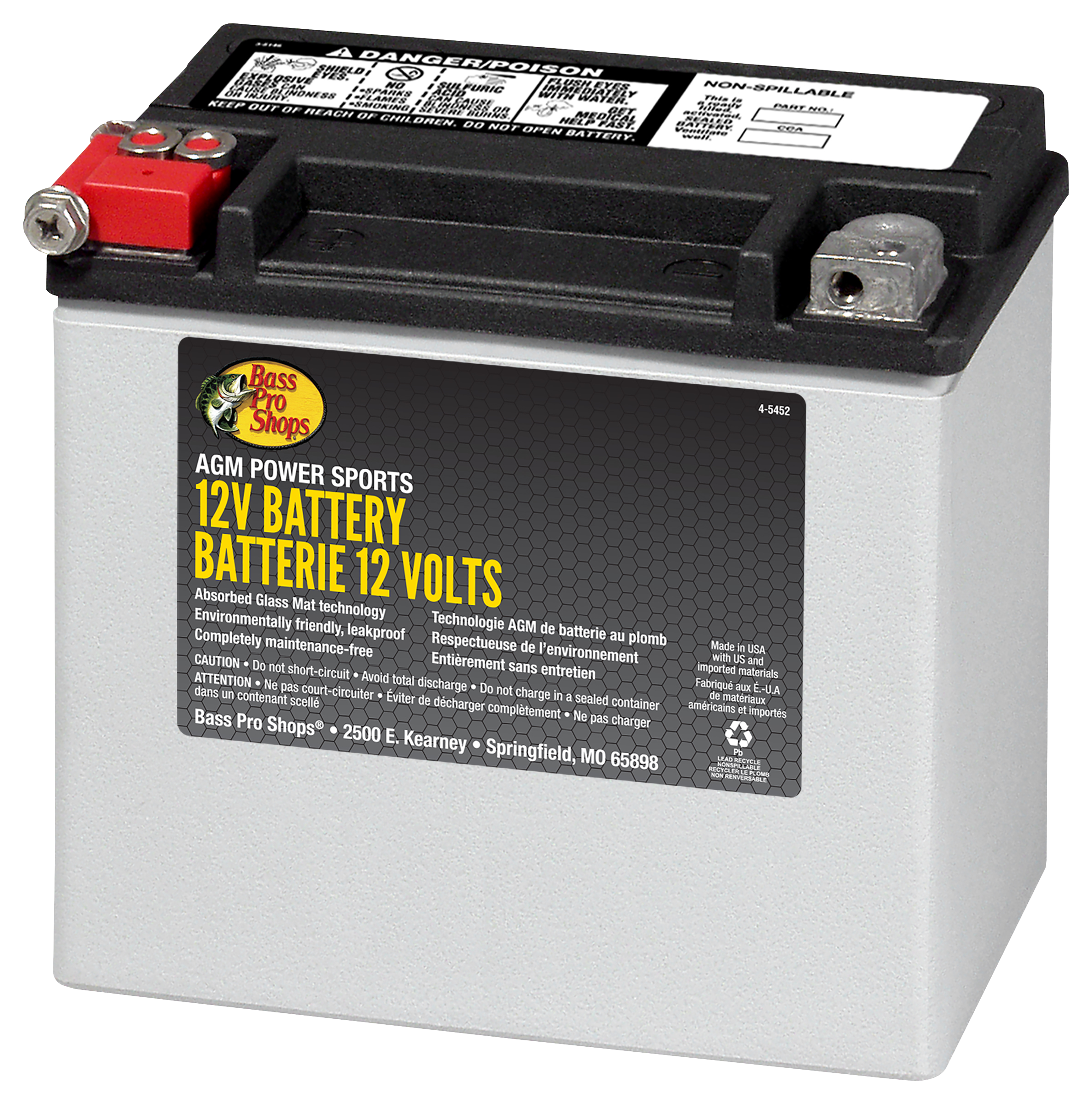 Bass Pro Shops XPS AGM Power Series 12-Volt ATV Battery - 325 CCA @ 19 Amp