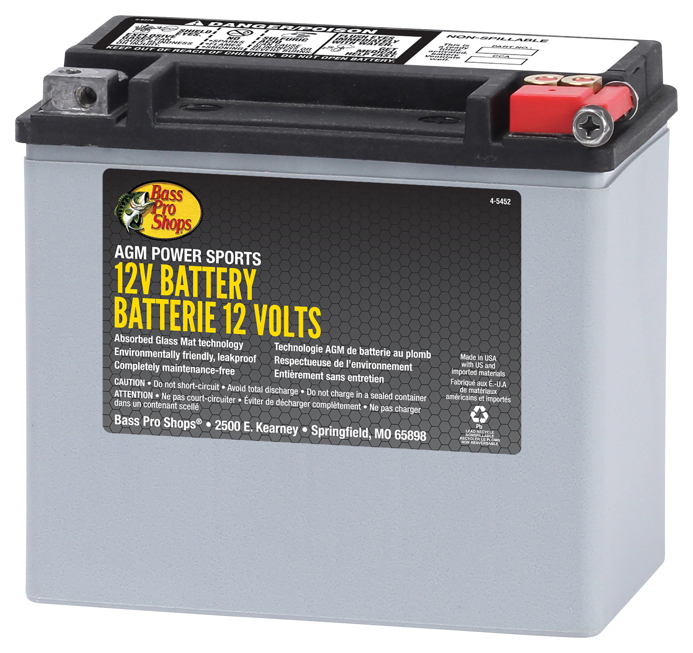 Bass Pro Shops XPS AGM Power Series 12-Volt ATV Battery - 325 CCA @ Amp - L