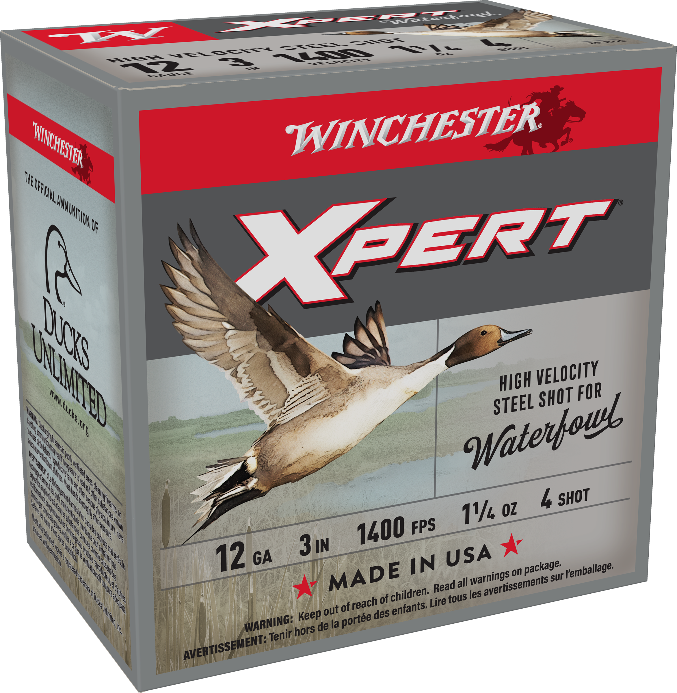 Winchester XPert Hi-Velocity Steel Waterfowl 12-Ga. 3″ 1-1/4 oz. Shotshells - #4 Shot - 250 Rounds - Winchester