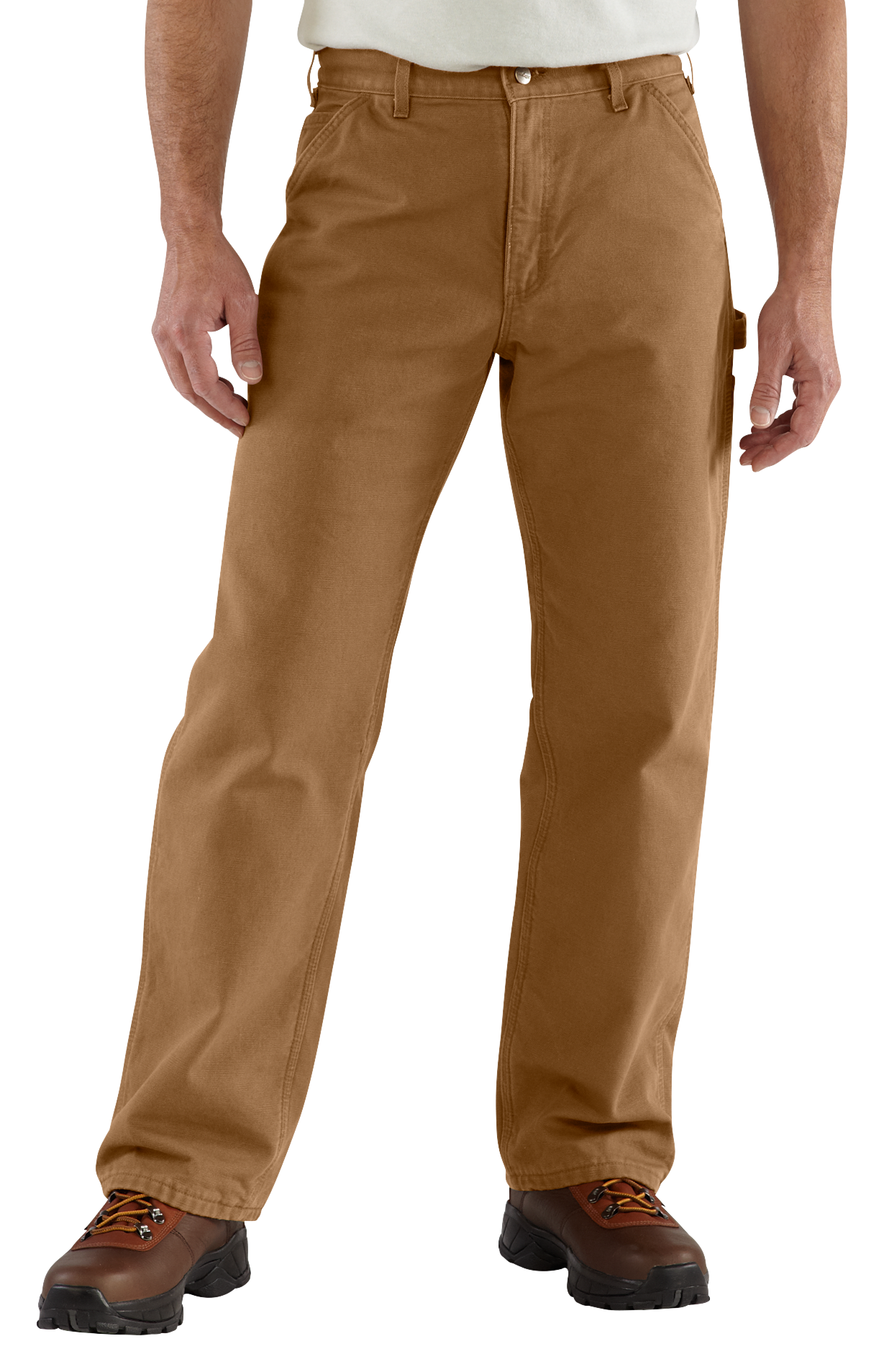 Image of Carhartt Flannel-Lined Duck Dungarees for Men - Carhartt Brown