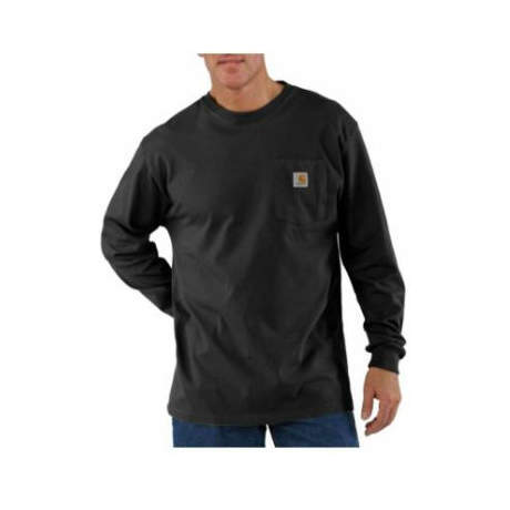 Image of Carhartt Workwear Loose-Fit Long-Sleeve Pocket T-Shirt for Men - Black - L
