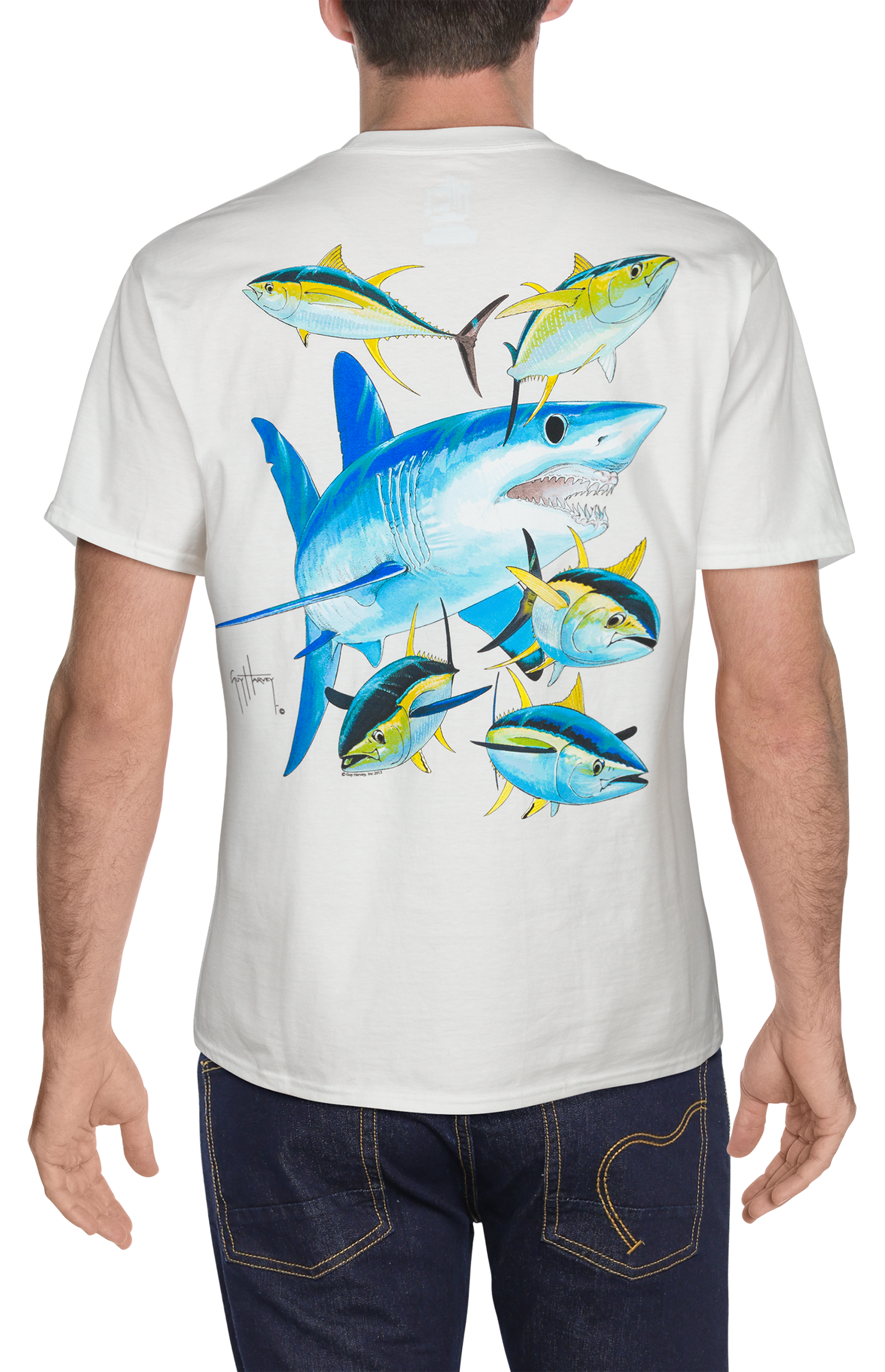 Guy Harvey Mako Shark Short-Sleeve Pocket T-Shirt for Men