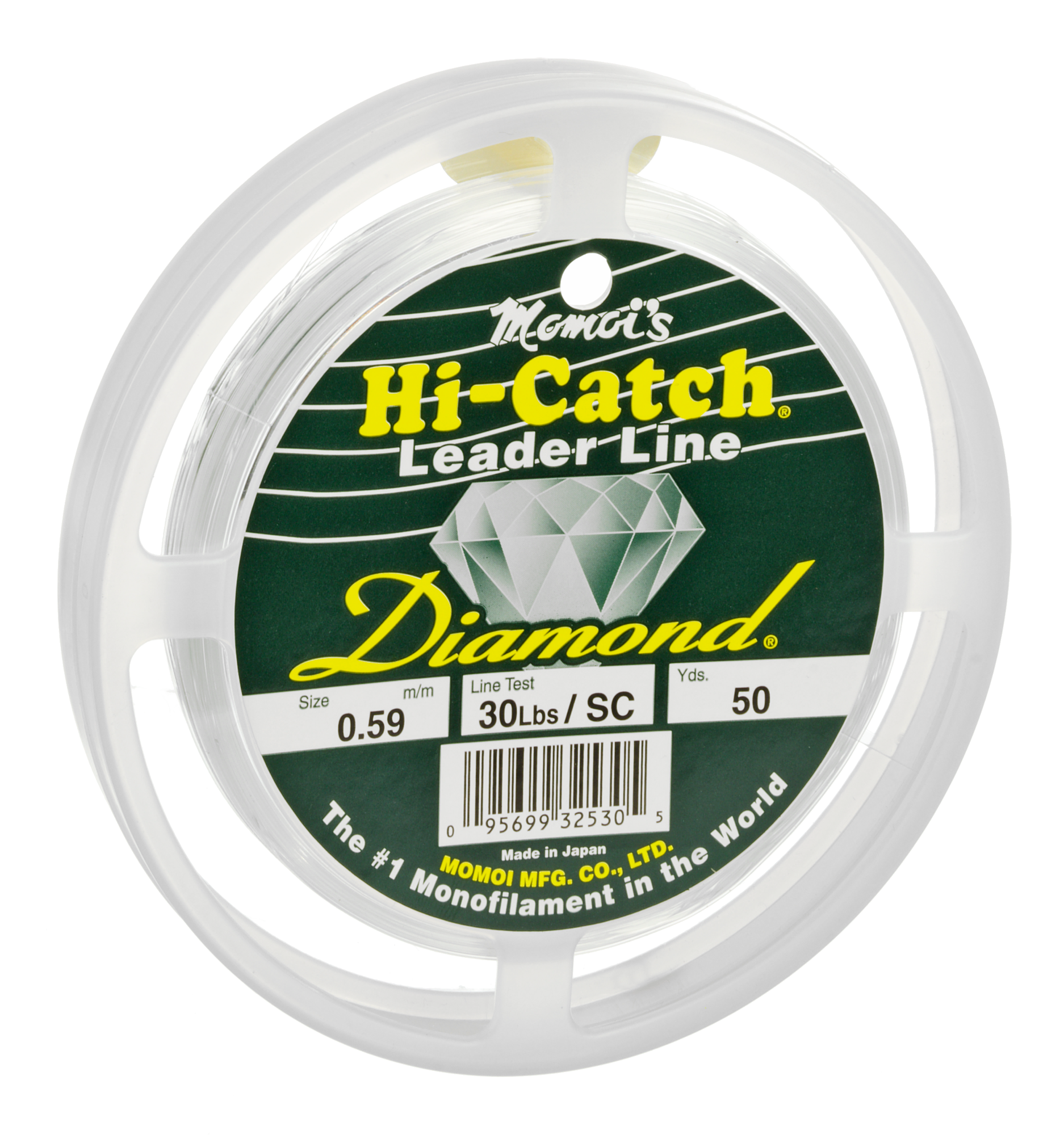 Momoi's Diamond Hi-Catch Monofilament Leader with Keeper - 50 Yards - 30 lb. - Clear Yellow