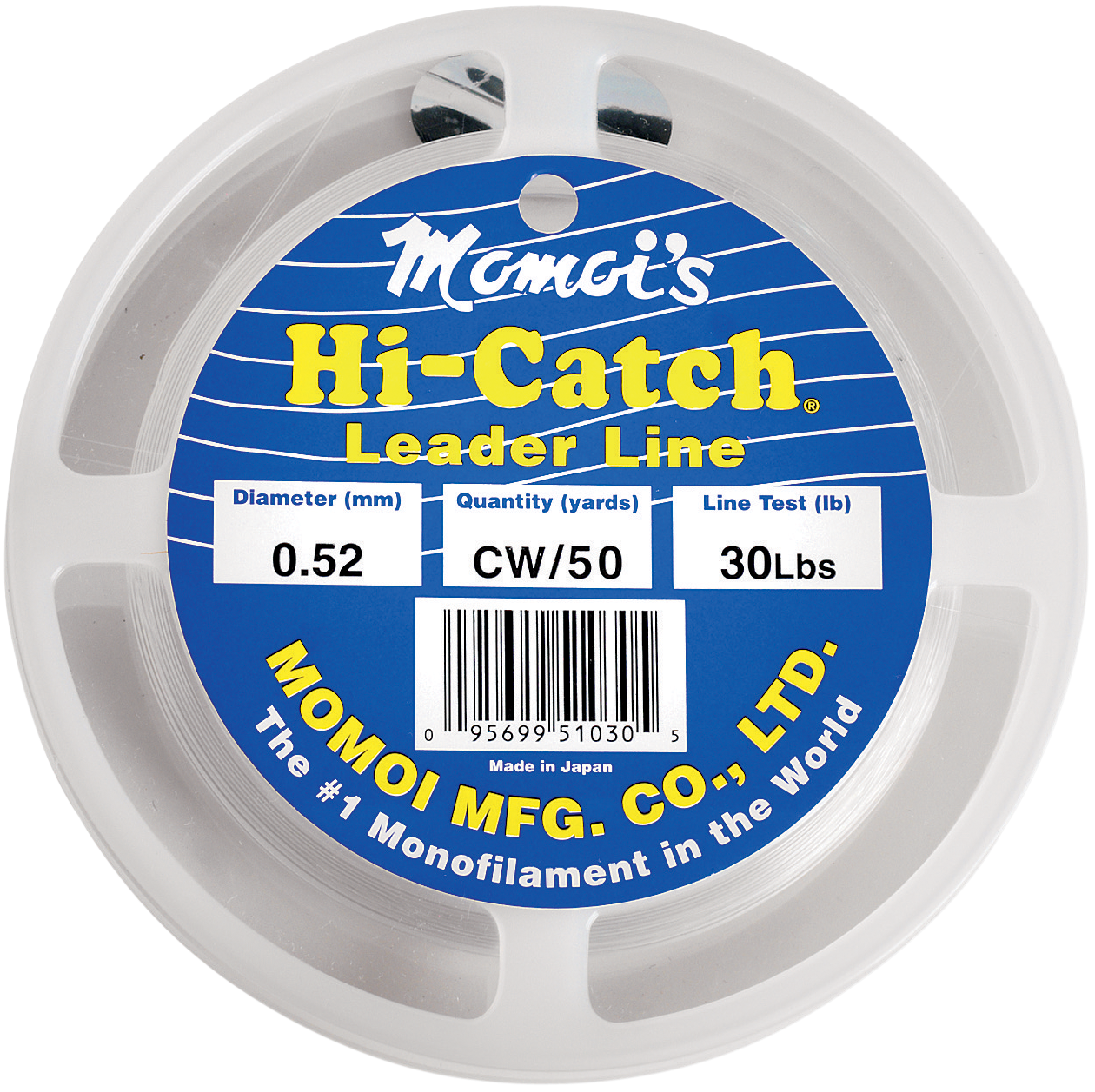 Momoi's Hi-Catch Nylon Monofilament Leader Keeper - 50 Yards - 30 lb. - Smoke Blue