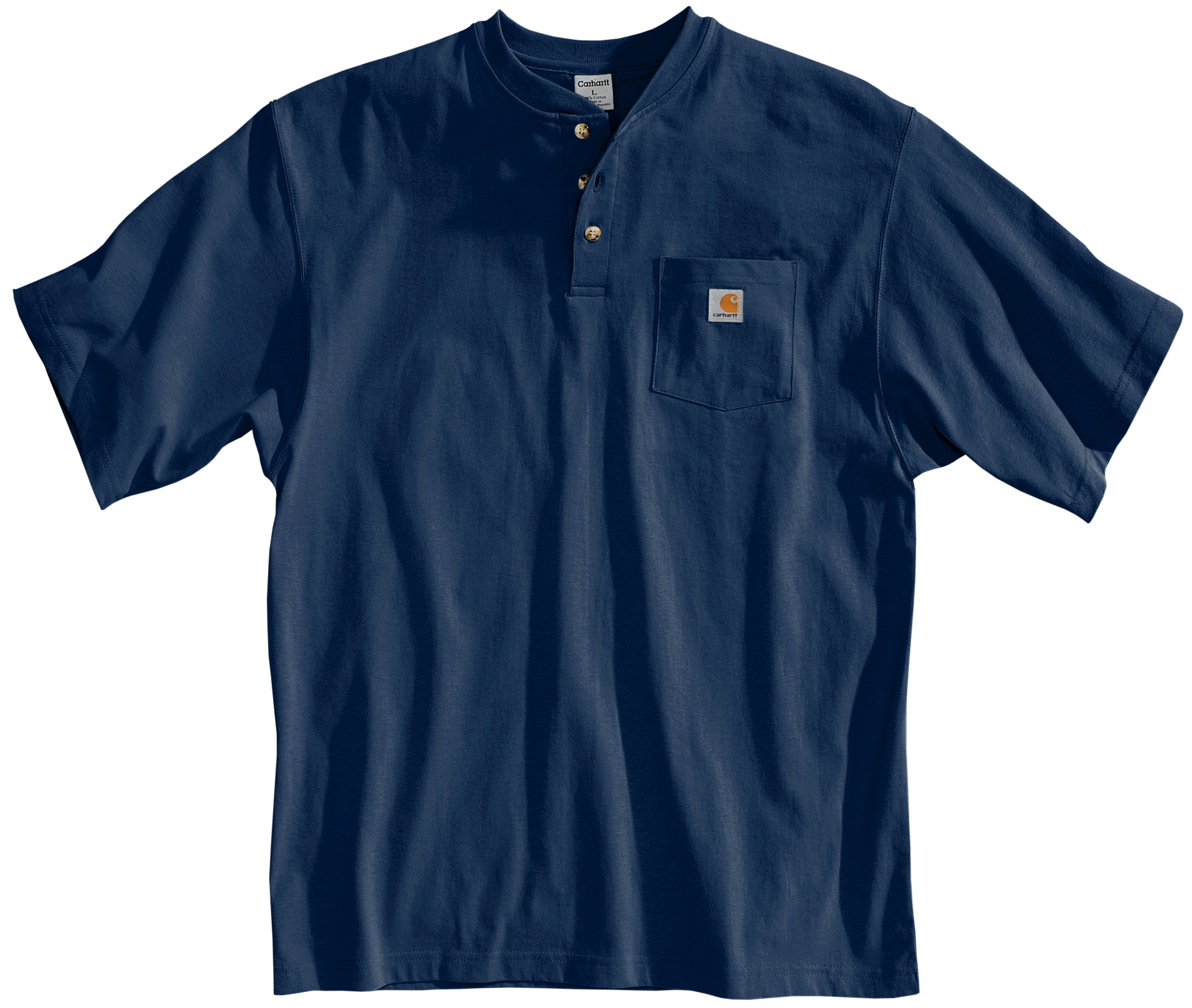 Image of Carhartt Loose-Fit Midweight Short-Sleeve Pocket Henley T-Shirt for Men - Navy - L