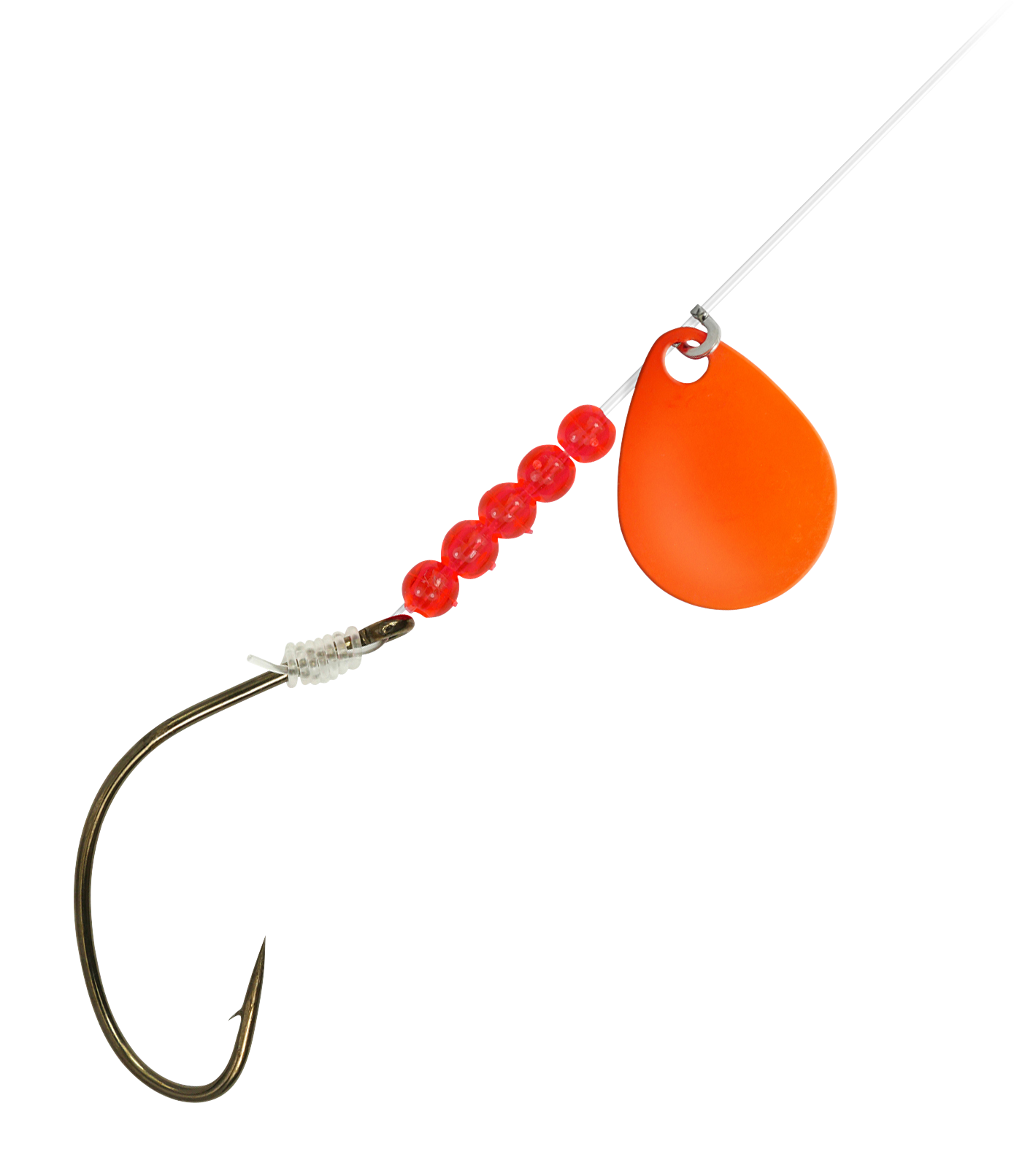 Bear Paw Flicker Snelled Kahle Hook - 1 - Bronze Hook/Orange Blade