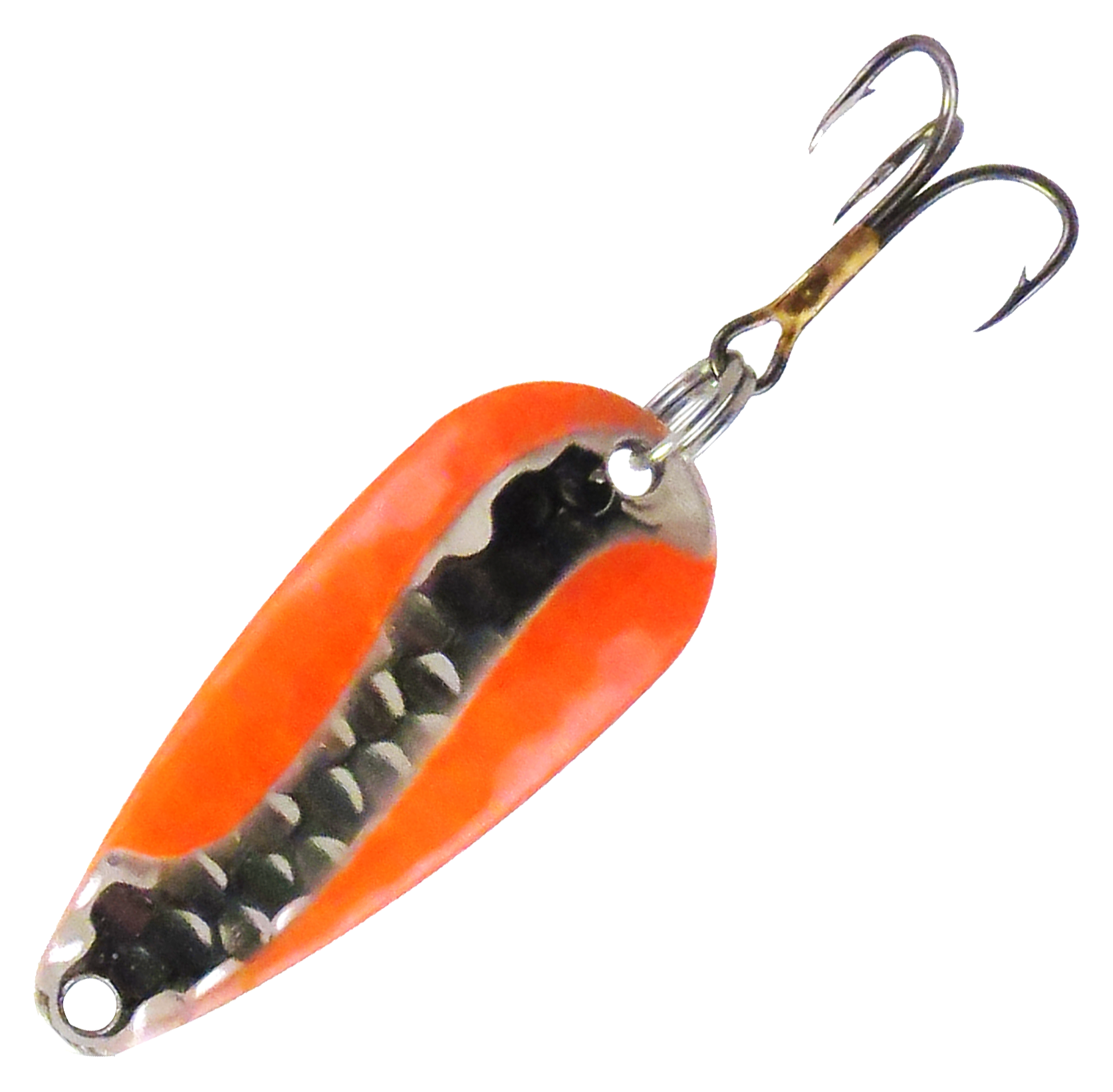 Double X Tackle Pot-O-Gold Spoon - 1-3/4 - Hammered Nickel/Fluorescent R