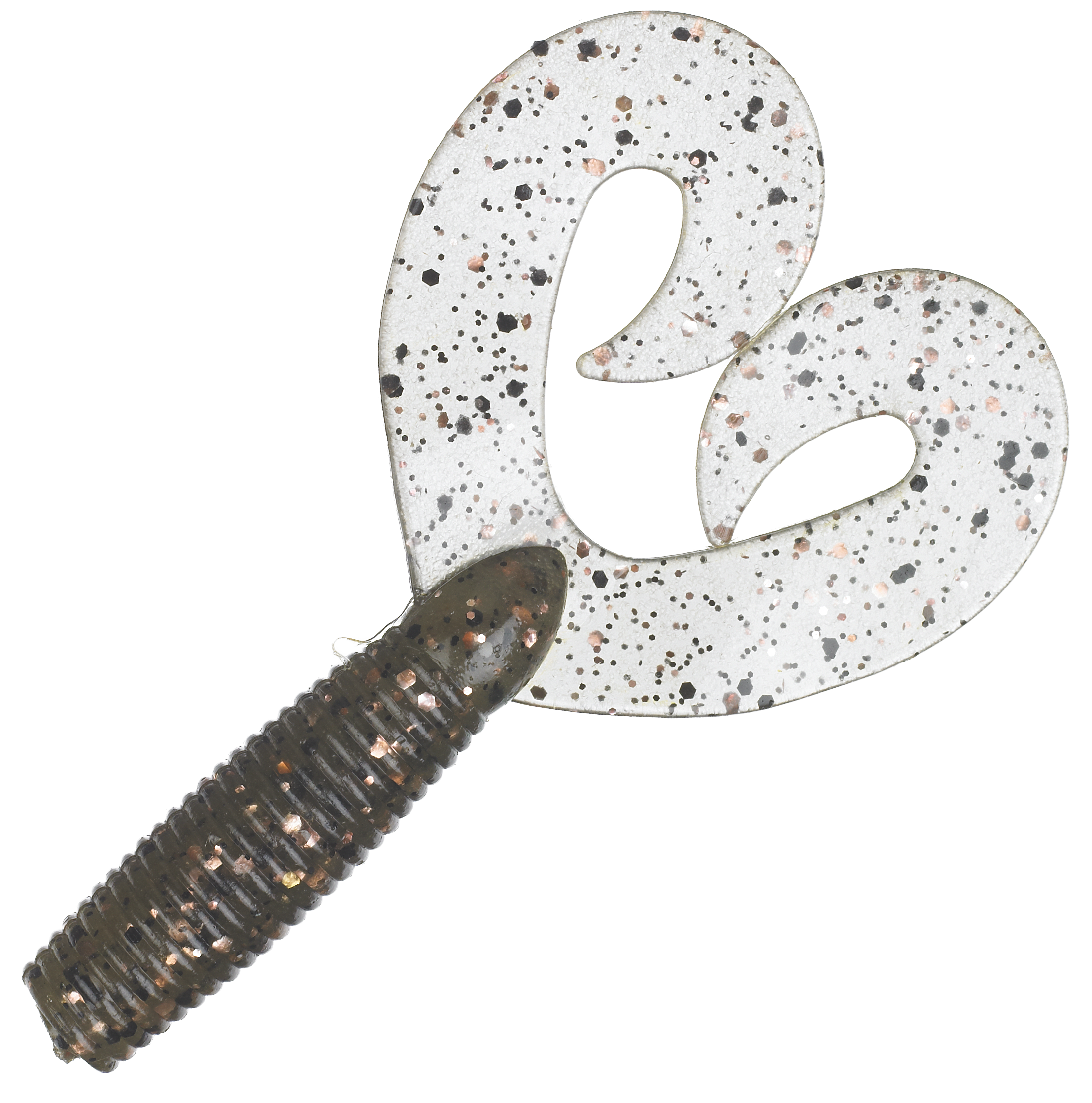 Image of Bass Pro Shops XPS Double Tail Grub - 4'' - Smoke Black Copper Flake