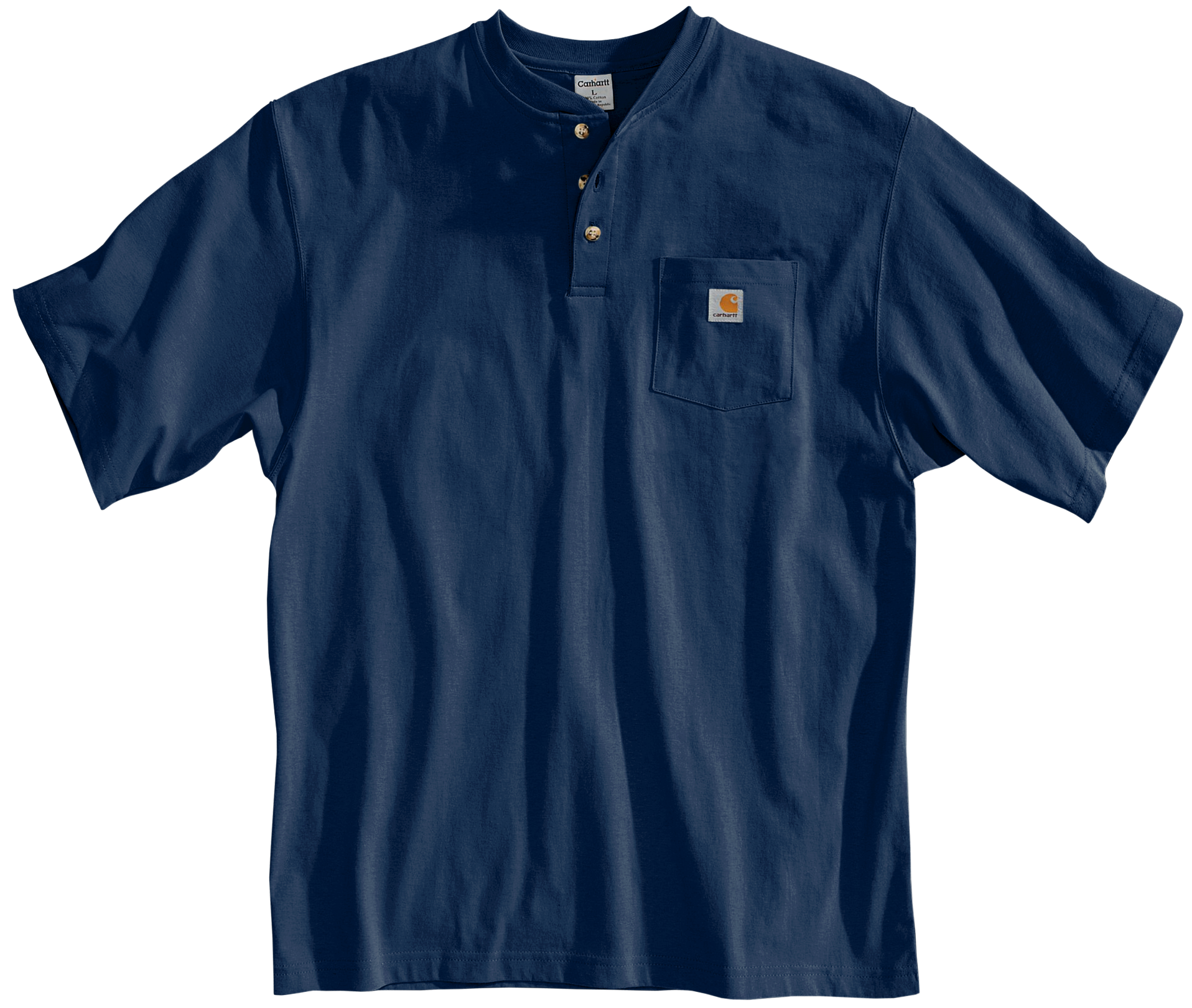 Image of Carhartt Loose-Fit Midweight Short-Sleeve Pocket Henley for Men - Navy - 3XLT