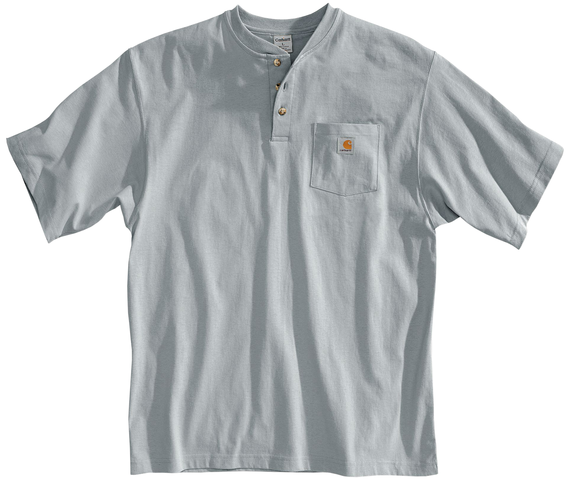 Image of Carhartt Loose-Fit Midweight Short-Sleeve Pocket Henley for Men - Heather Gray - 2XL