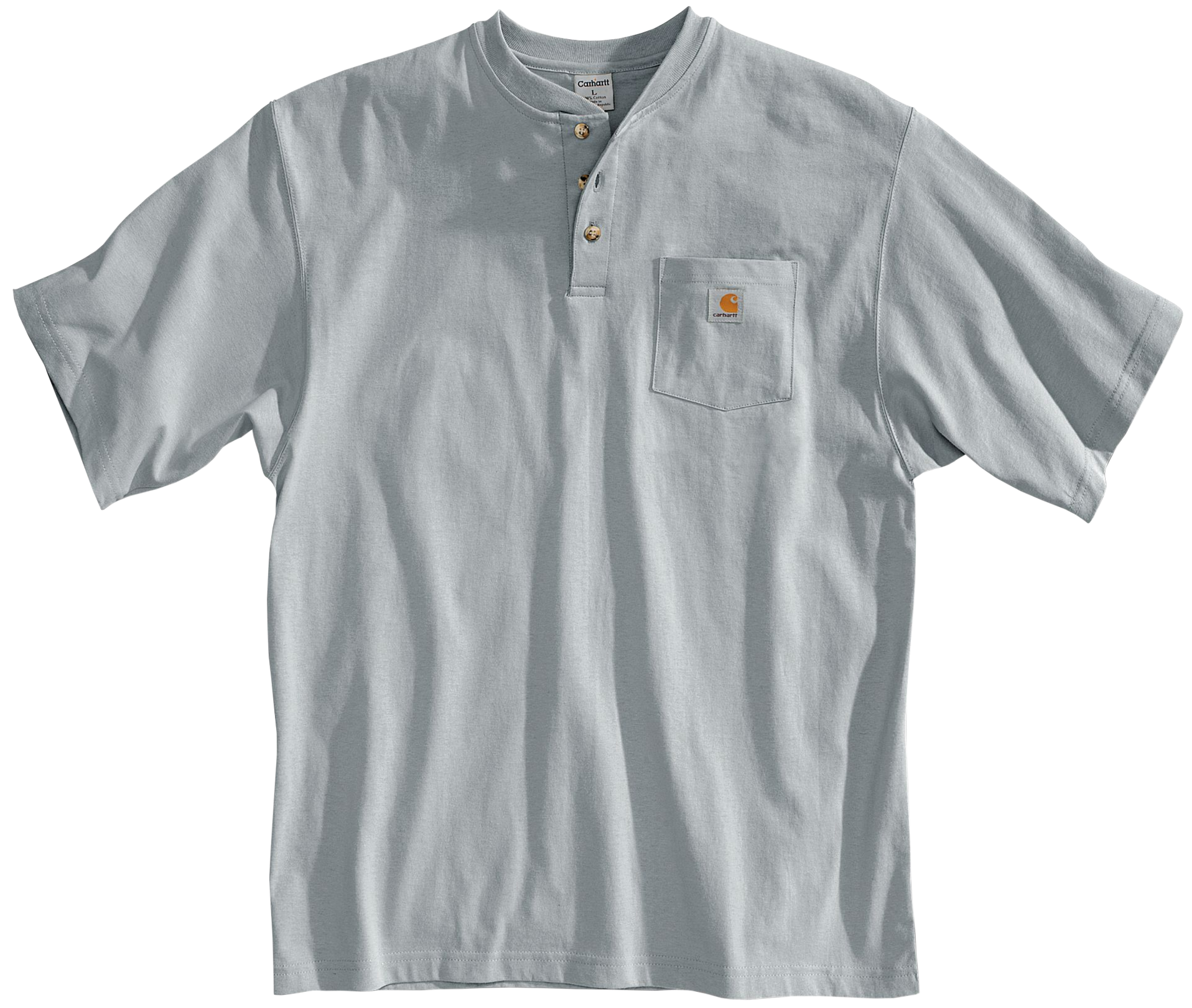 Image of Carhartt Loose-Fit Midweight Short-Sleeve Pocket Henley T-Shirt for Men - Heather Gray - 4XL