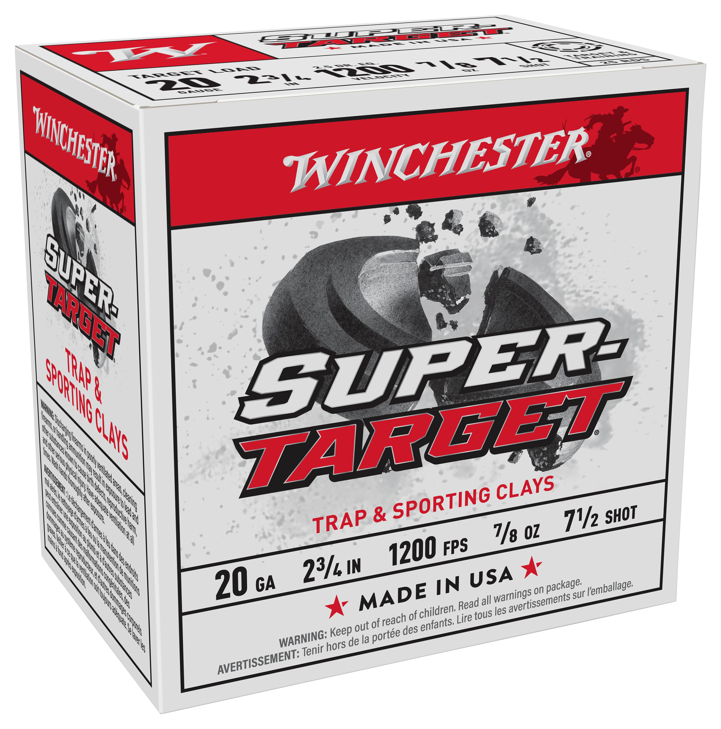 Winchester Super-Target 20-Ga. 2-3/4″ 7/8 oz. Target Load Shotshells - 7.5 Shot - 25 Rounds