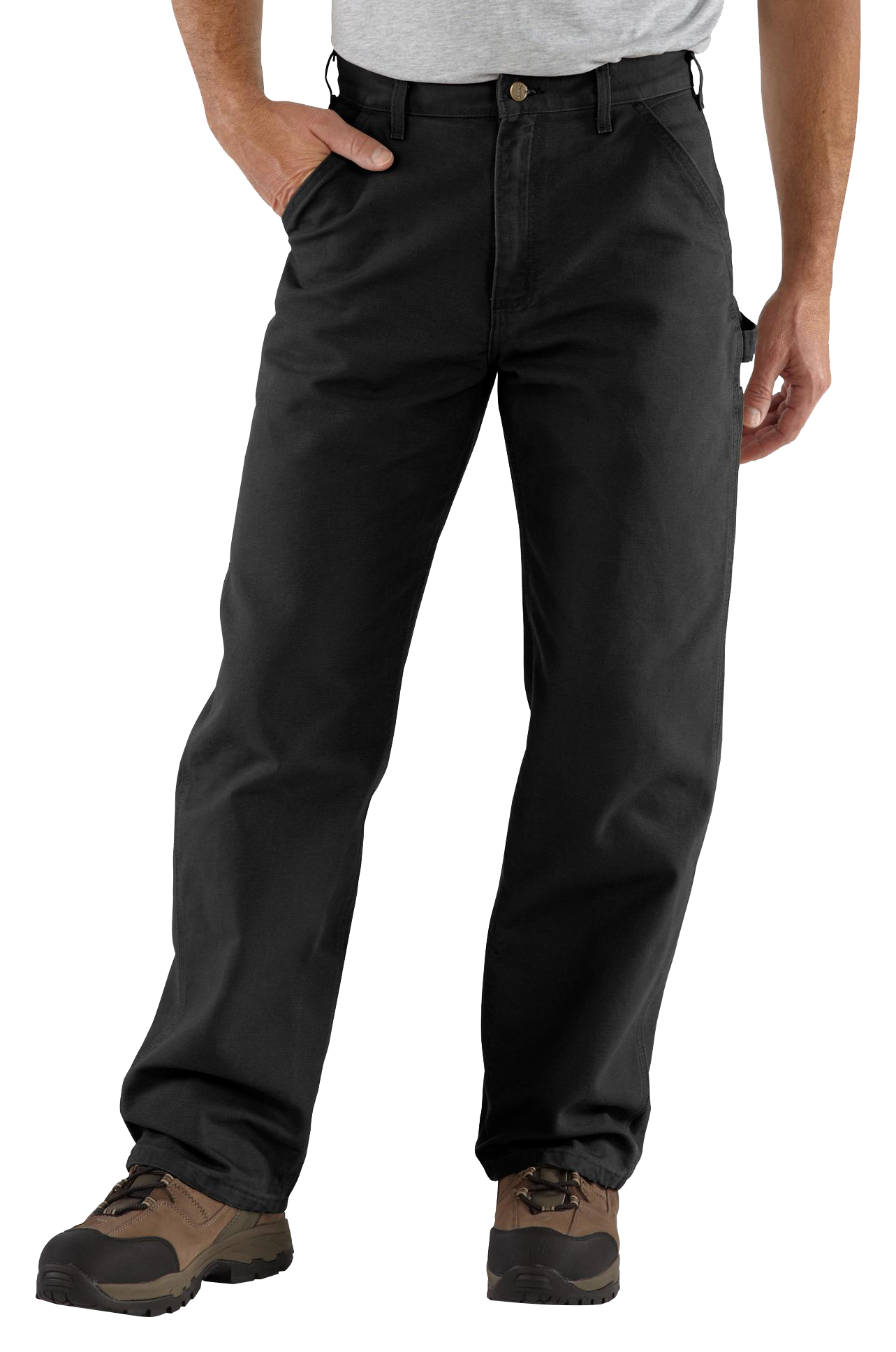 Image of Carhartt Loose-Fit Washed Duck Utility Work Pants for Men - Black - 30x30