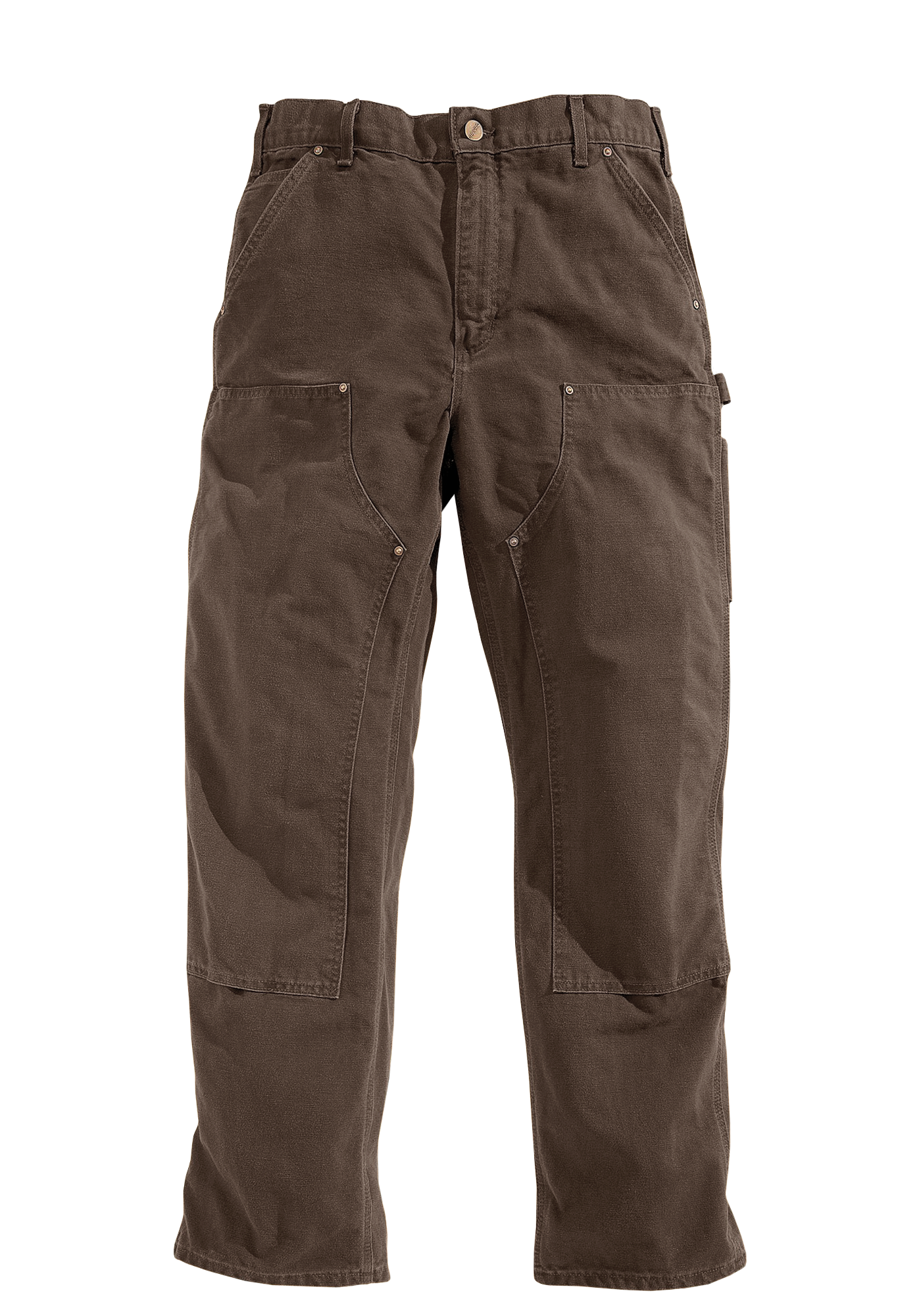 Image of Carhartt Loose-Fit Washed-Duck Double-Front Utility Work Pants for Men - Dark Brown - 32x30