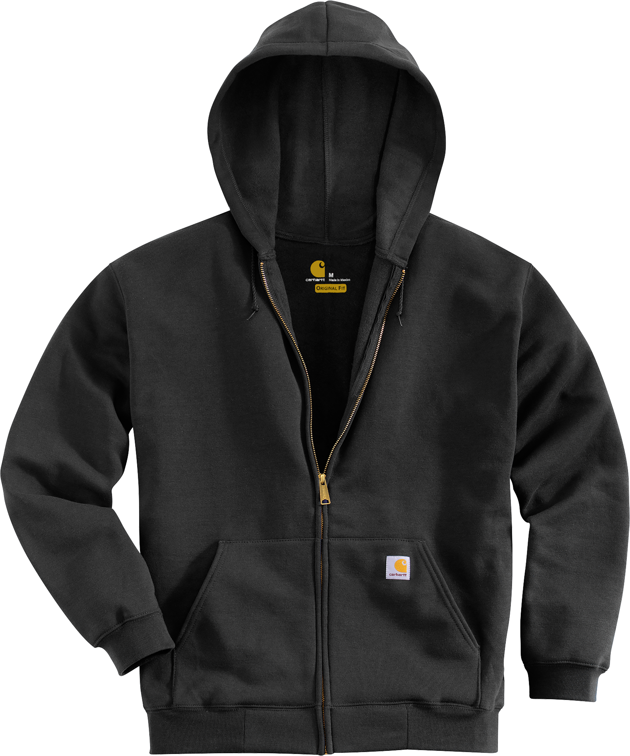 Image of Carhartt Midweight Full-Zip Long-Sleeve Hooded Sweatshirt for Men - Black - 3XL