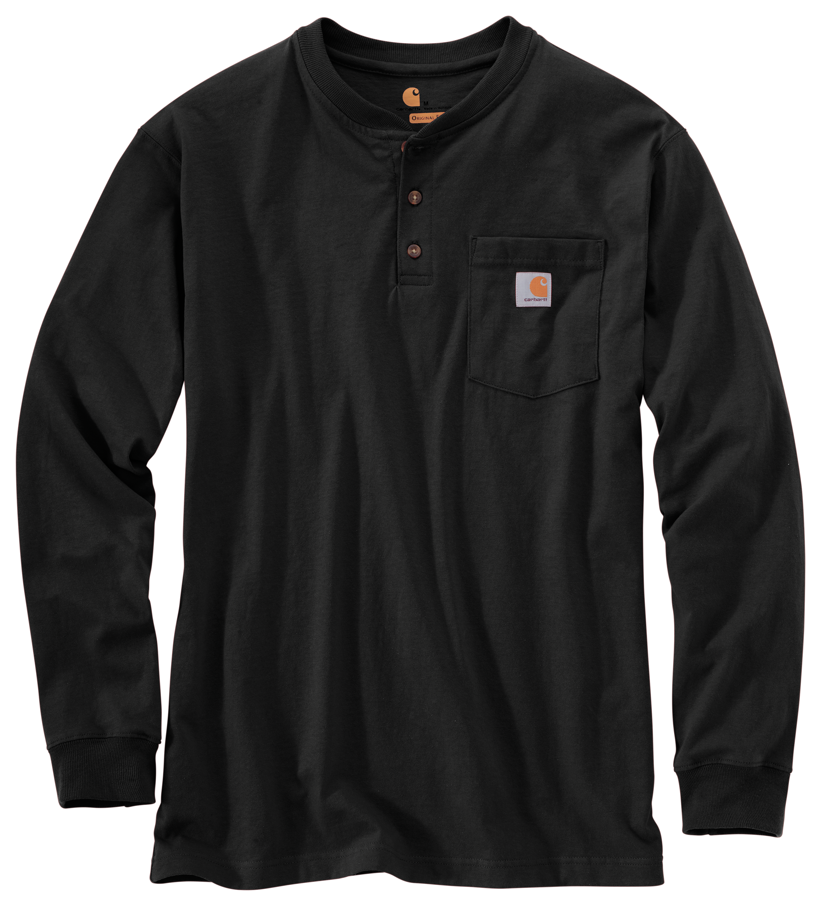 Image of Carhartt Loose Fit Heavyweight Long-Sleeve Pocket Henley - Black - LT