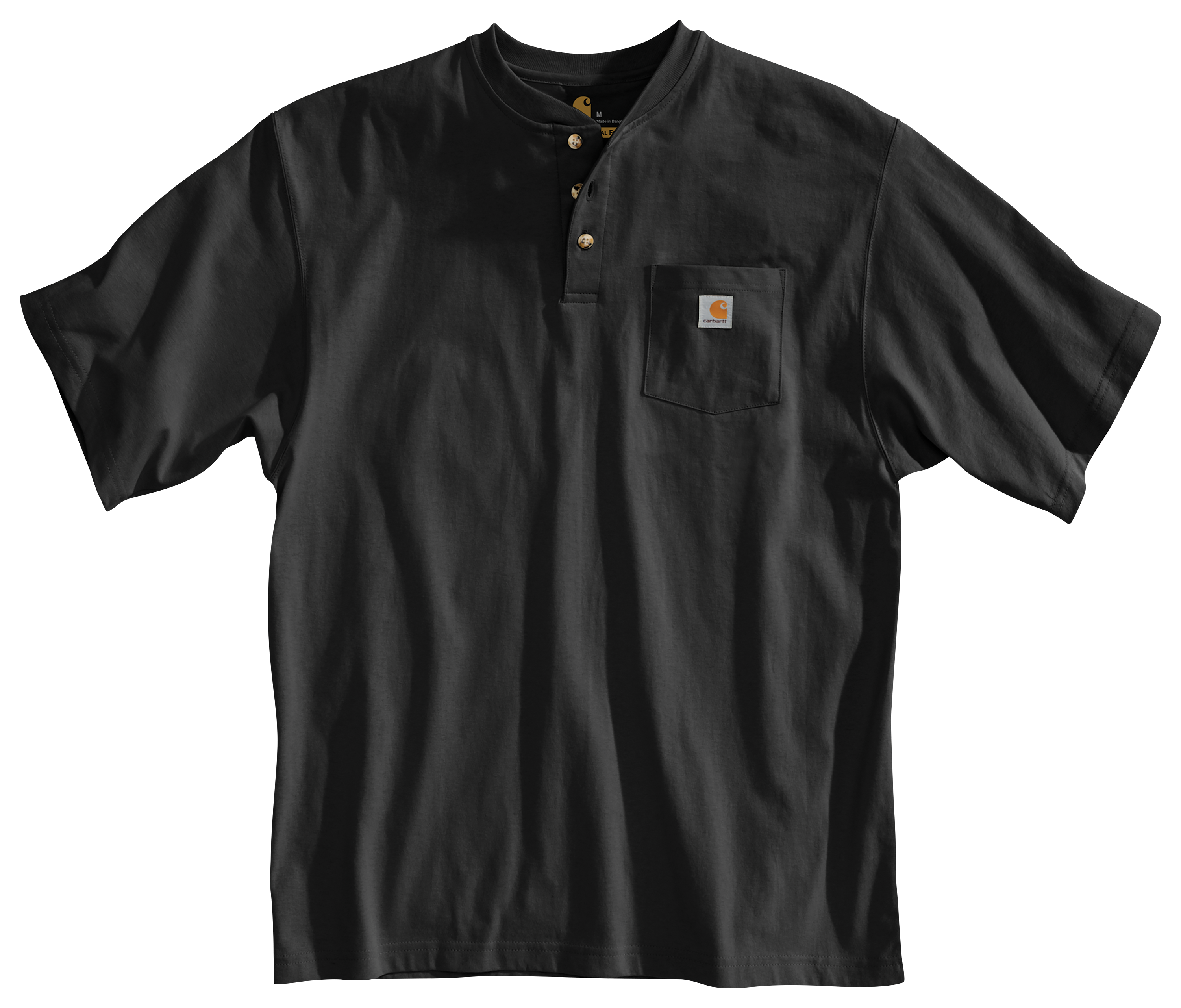 Image of Carhartt Loose-Fit Midweight Short-Sleeve Pocket Henley T-Shirt for Men - Black - 4XL