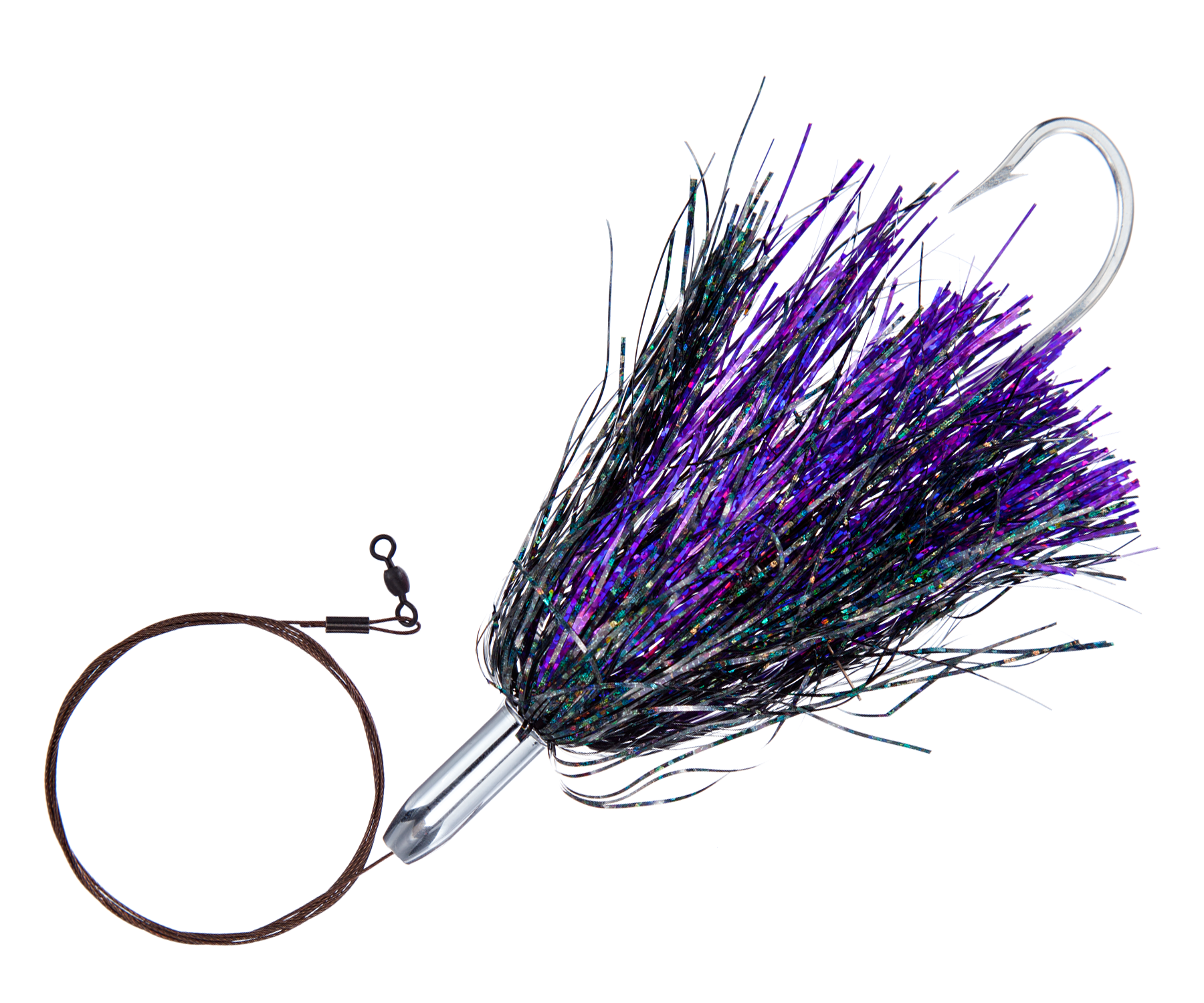 Billy Baits - Mini Turbo Slammer Lure - Rigged & Ready Mono - Black-Purple/Purple Firetip 37 