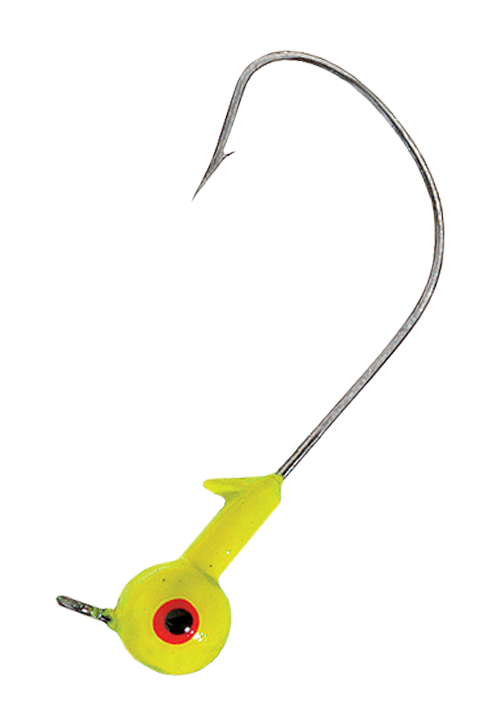 Bass Pro Shops Round Jigheads with Eagle Claw Lazer Sharp Hooks - 3/16 oz.  - Chartreuse