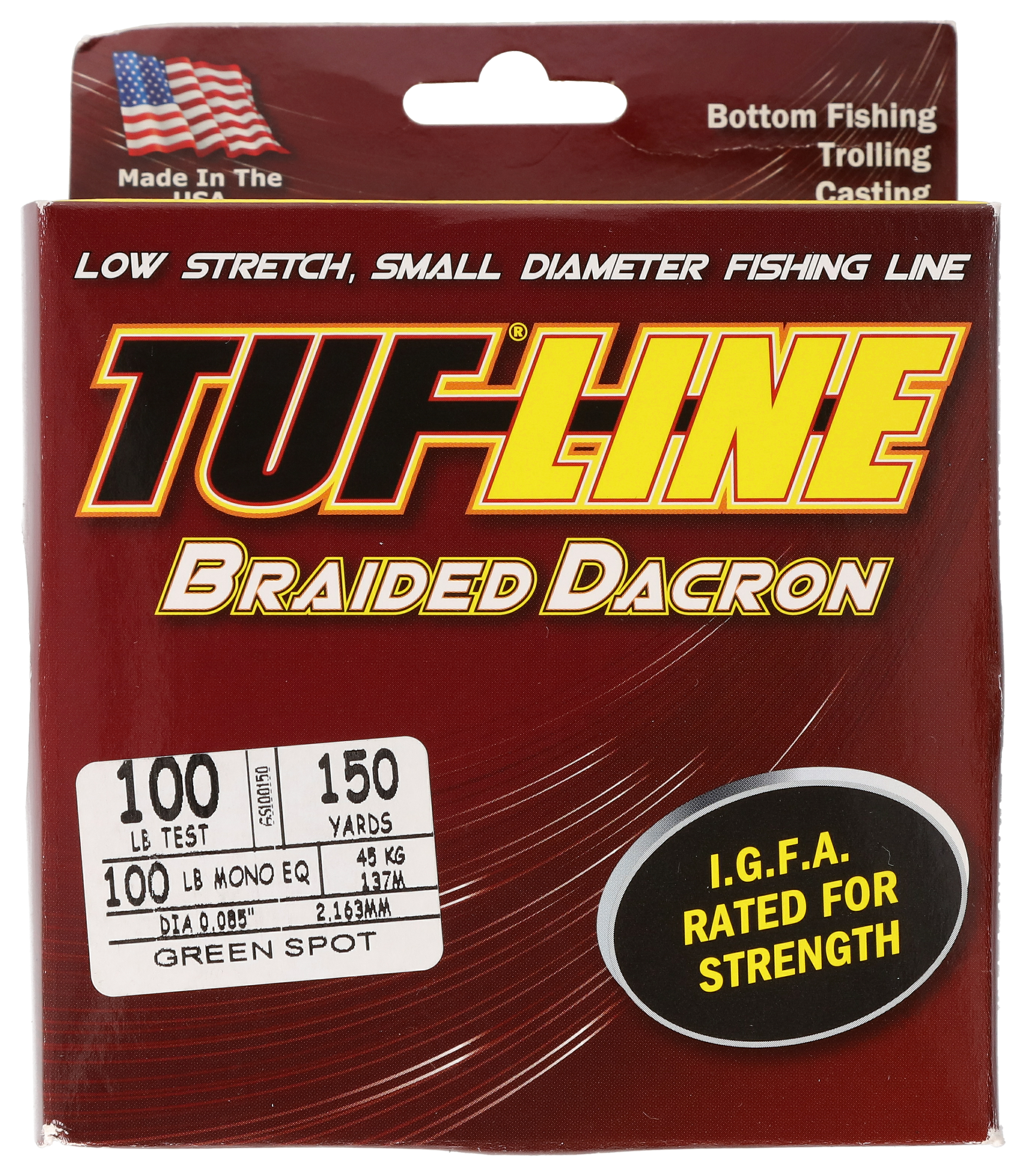 TUF-LINE Braided Dacron 160lb 150 yds. Green Spot