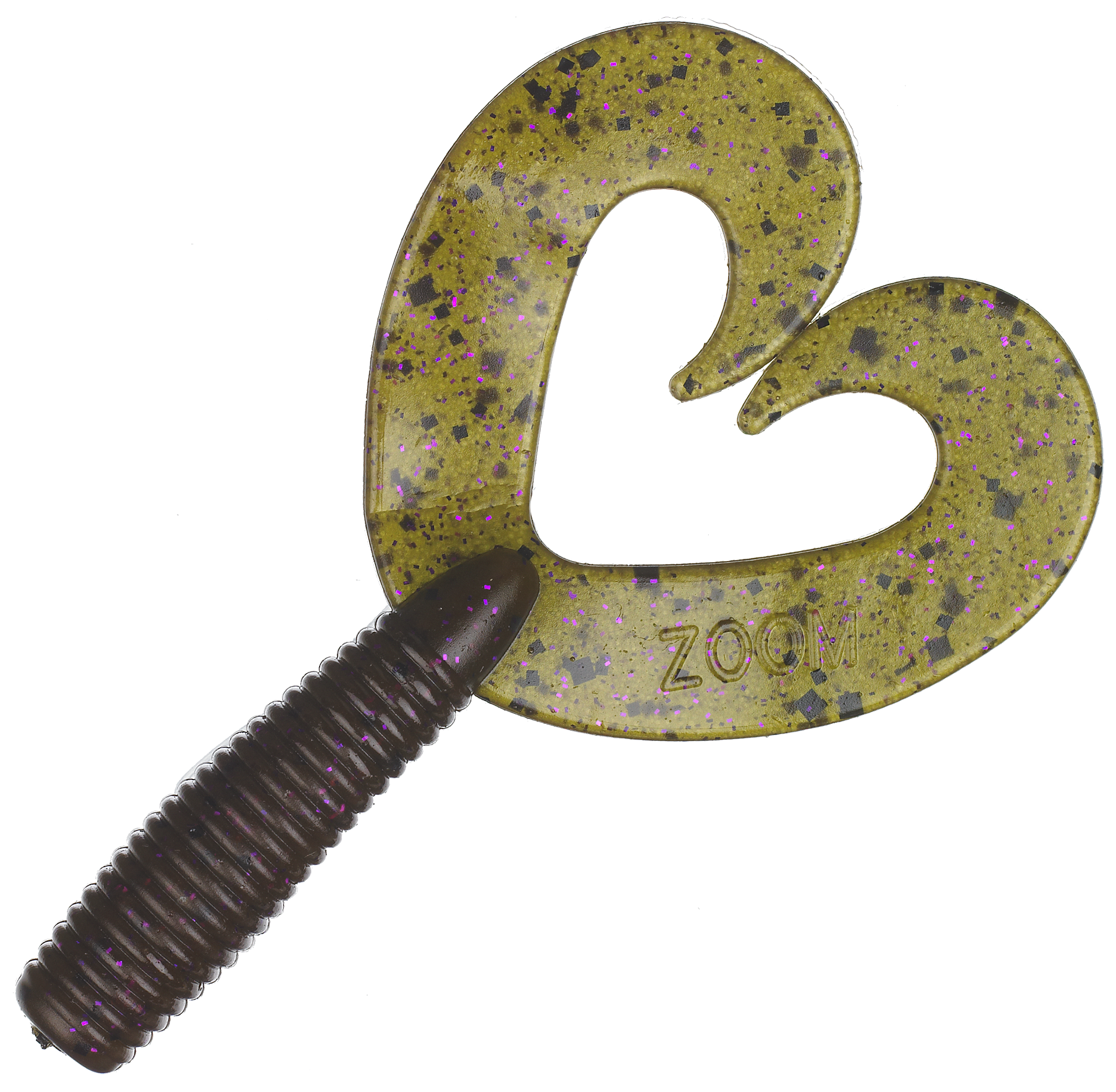 Zoom Fat Albert Twin Tail Grub 3-1/2- Green Pumpkin Purple Flake