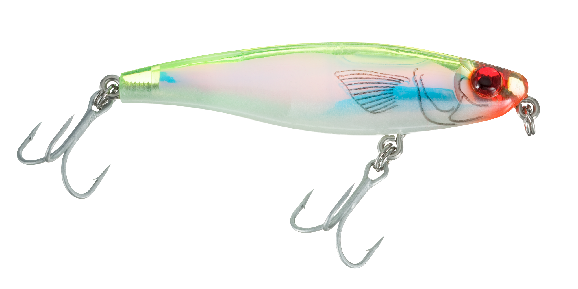 MirrOlure MirrOmullet or MirrOmullet XL C-Eye Skin Series Surface Walker - Chartreuse Pearl - 3