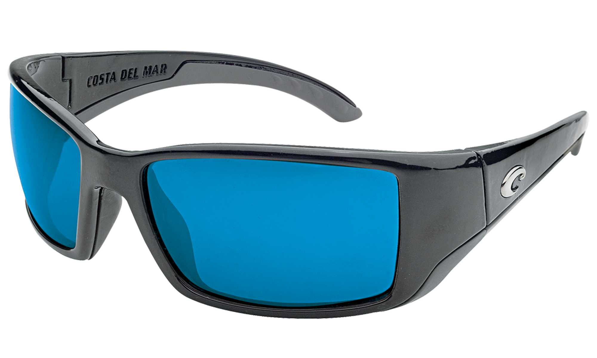 Costa Del Mar Blackfin 580G Glass Polarized Sunglasses - Shiny Black/Blue Mirror - Large