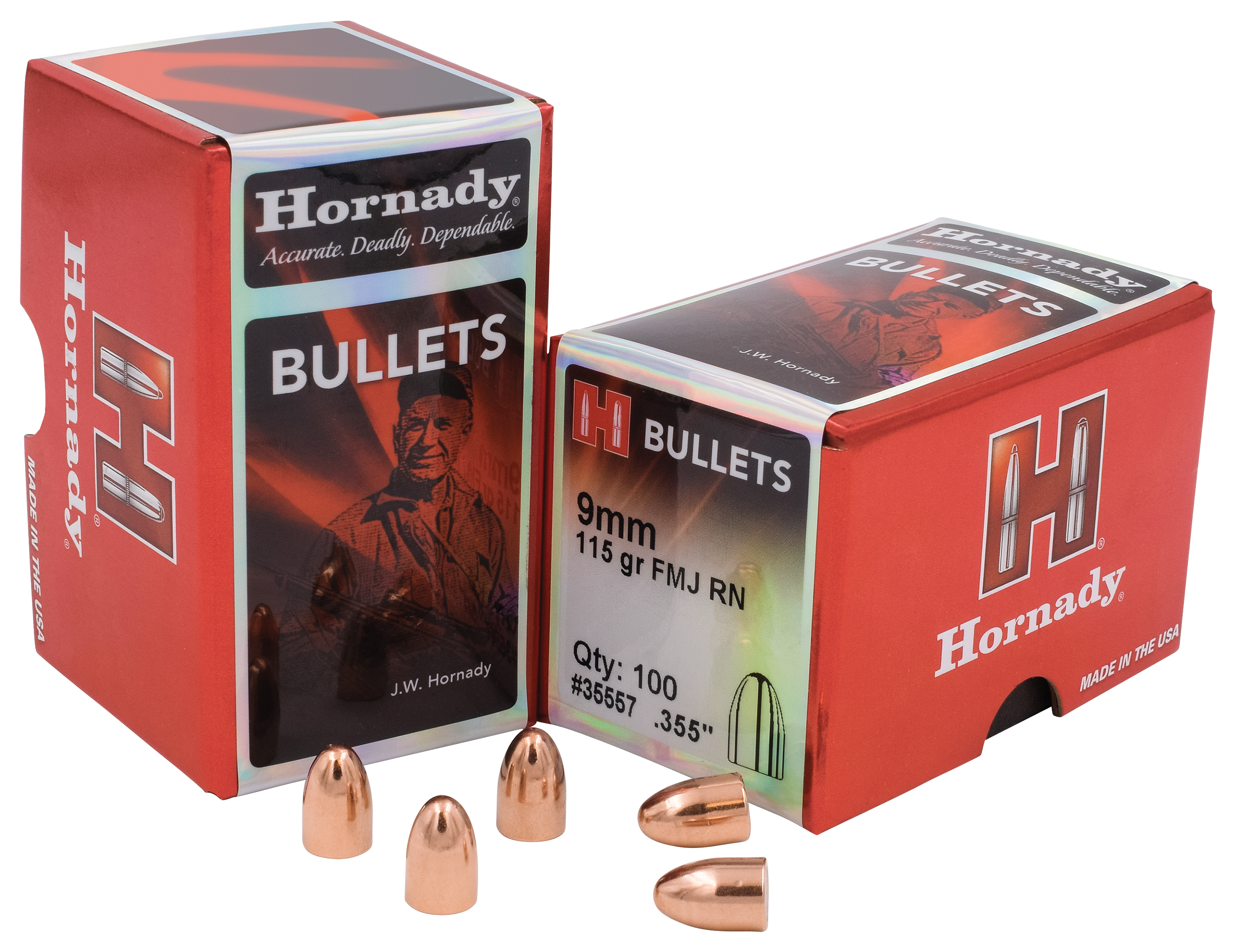 Hornady RN Centerfire Pistol Bullets - 9mm - 115 Grain - RN