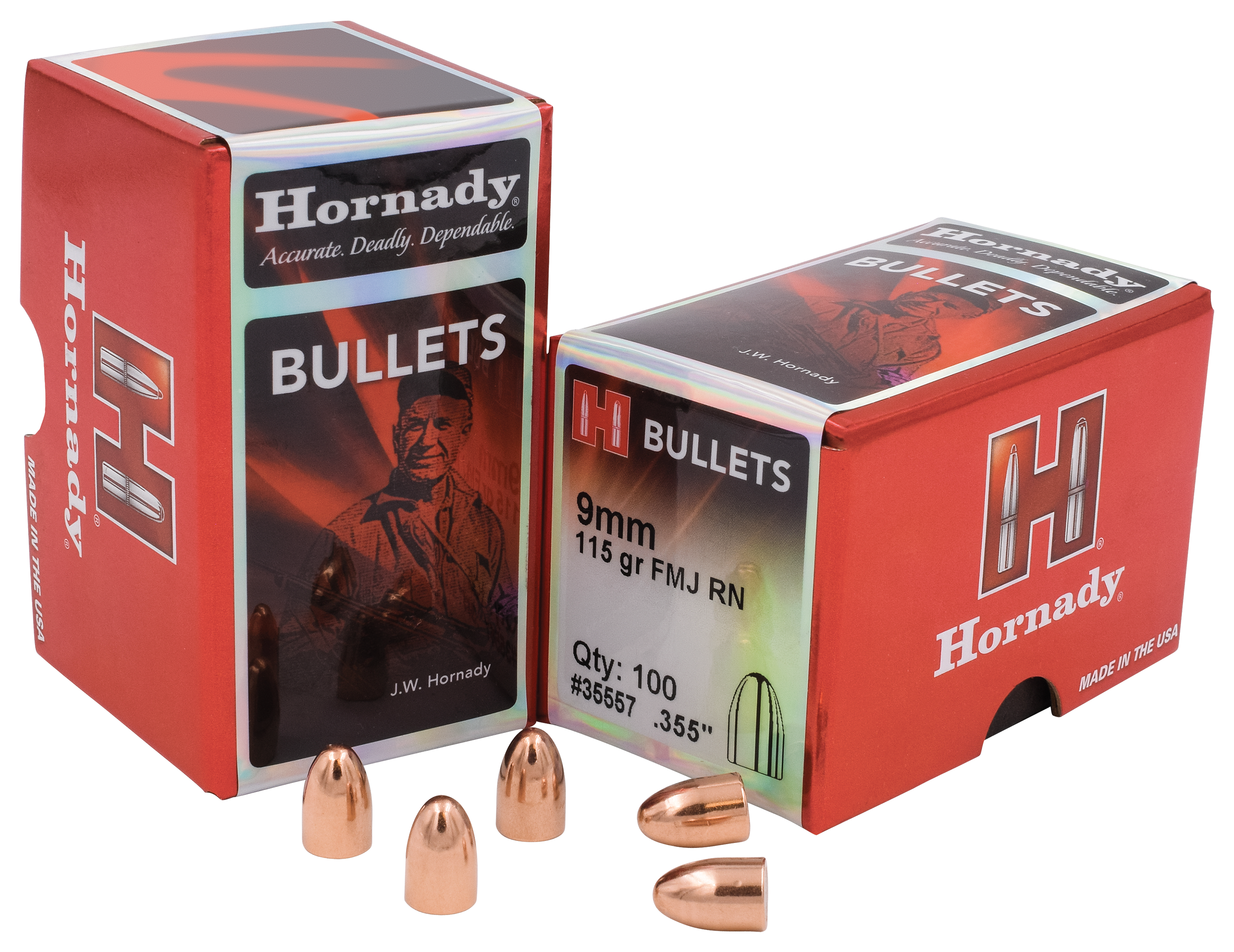 Hornady FMJ Pistol Bullets - 9mm - 115 Grain - RN - 100