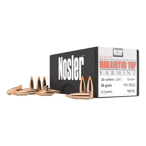 Nosler Ballistic Tip Varmint Boat Tail Bullets - 50 gr. - .224 dia. - 250 pack