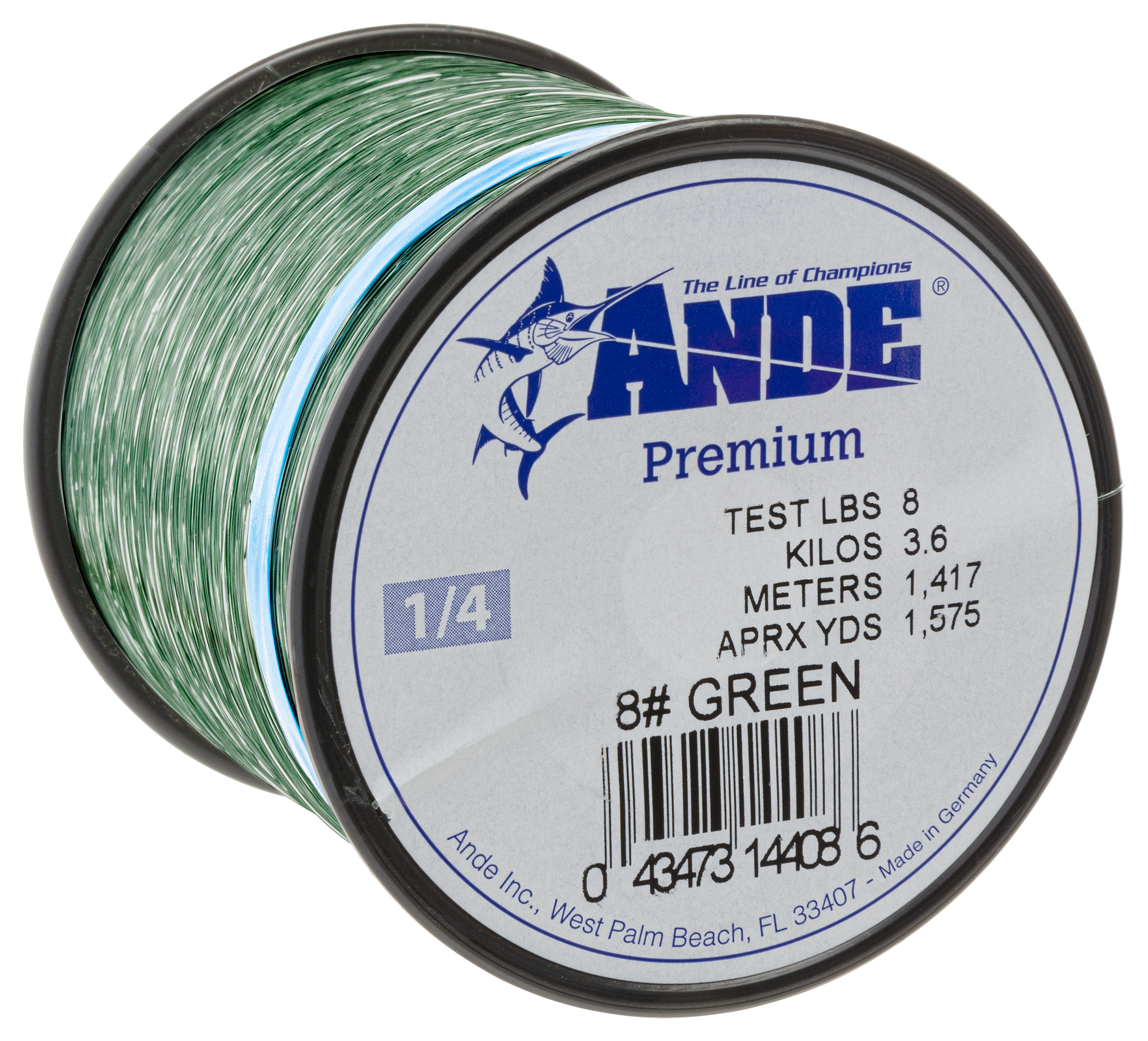 Ande Premium Monofilament Line 1/4 lb. Spool - 10-lb. - Green