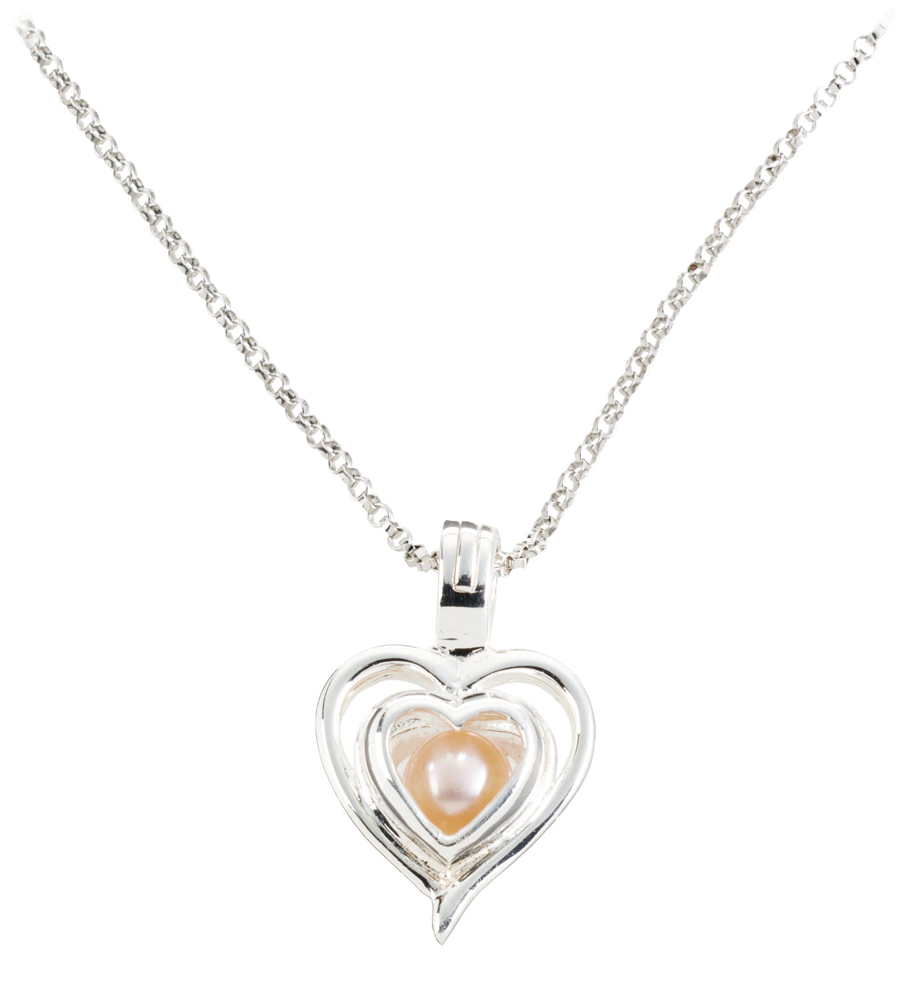 Image of Wish Pearl Sterling Silver Necklace Gift Set - Double Heart Pendant