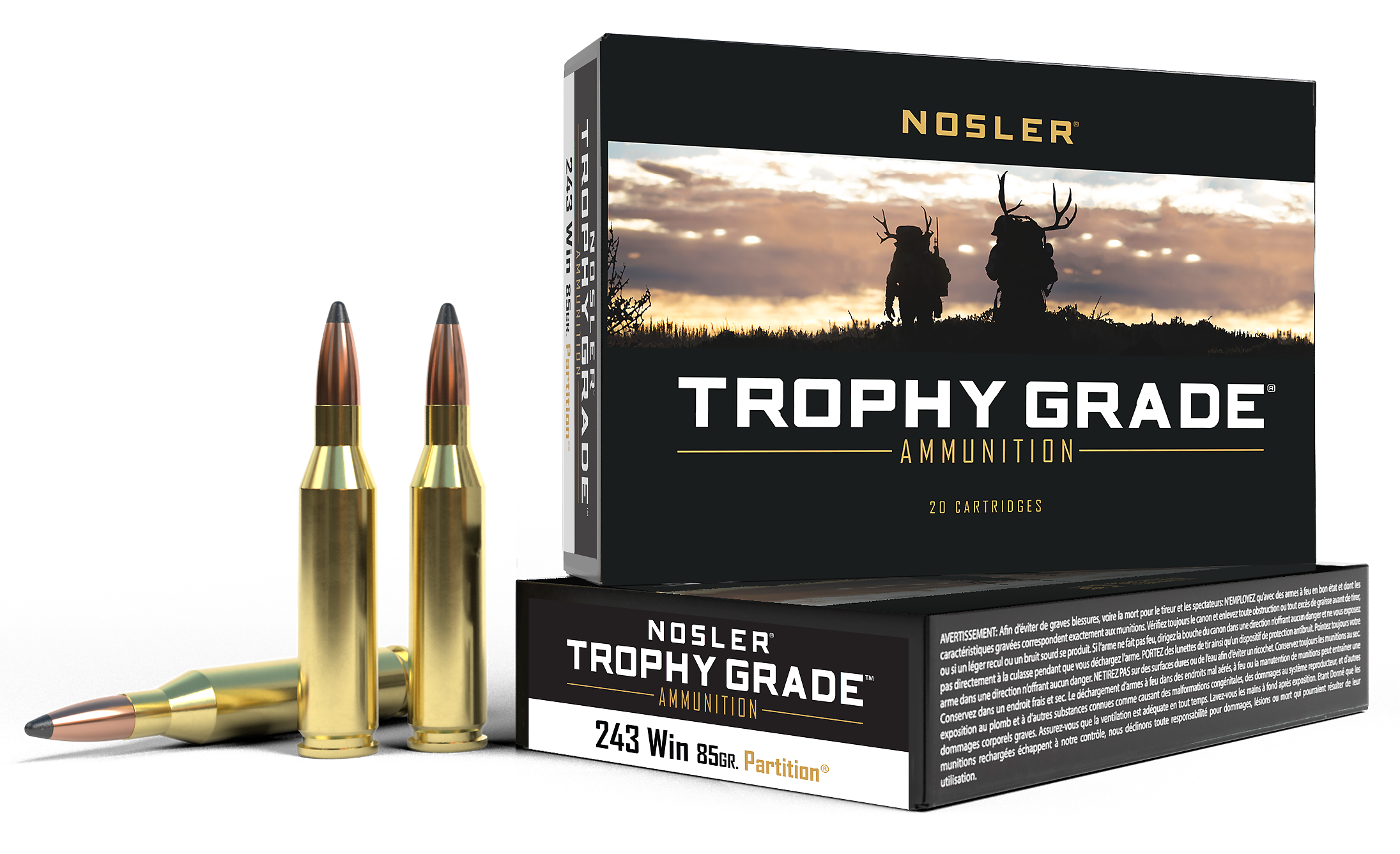 Nosler Trophy Grade .243 Winchester 85 Grain Centerfire Rifle Ammo