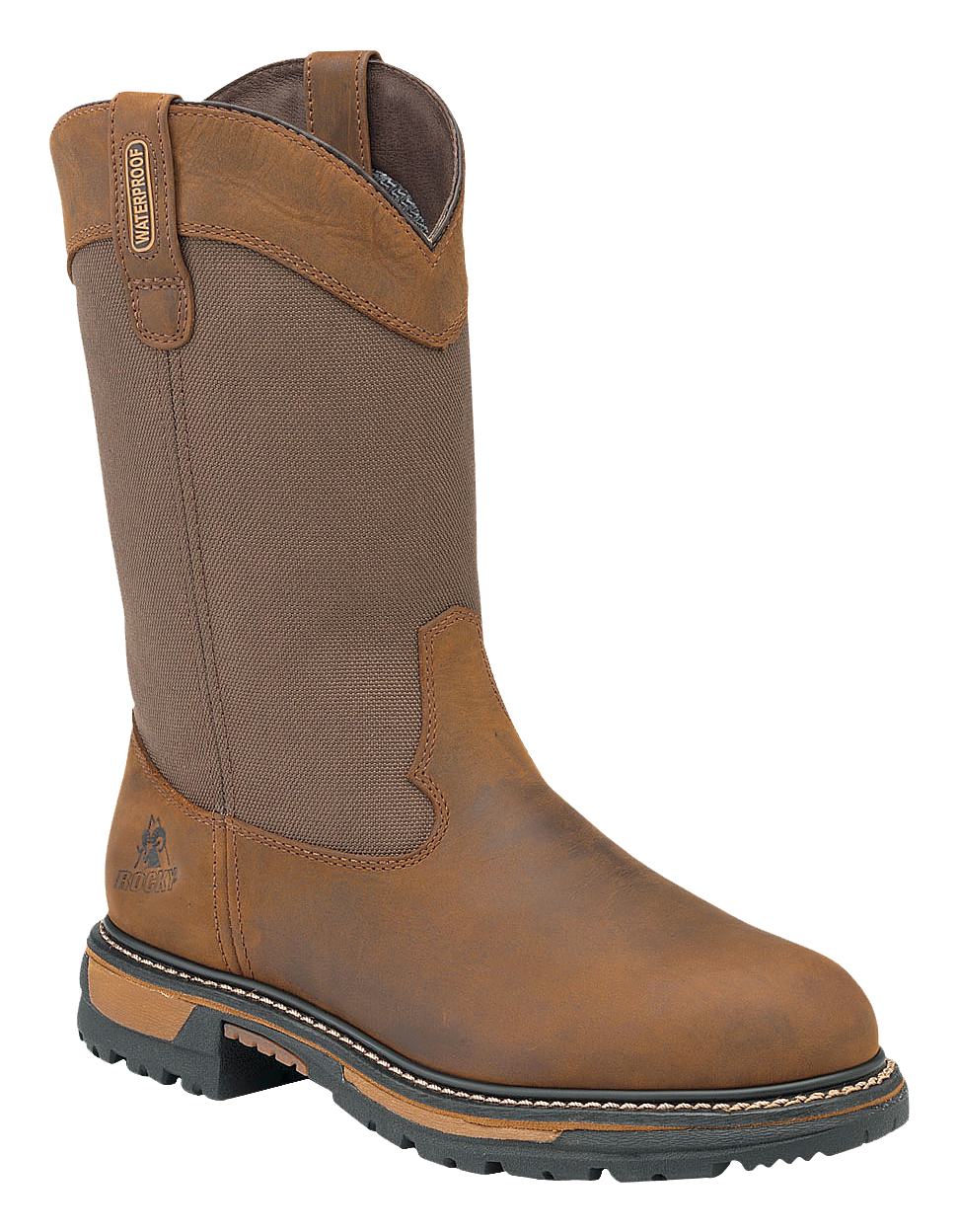 ROCKY Ride Insulated Waterproof Wellington Work Boots for Men - Brown - 9.5 M