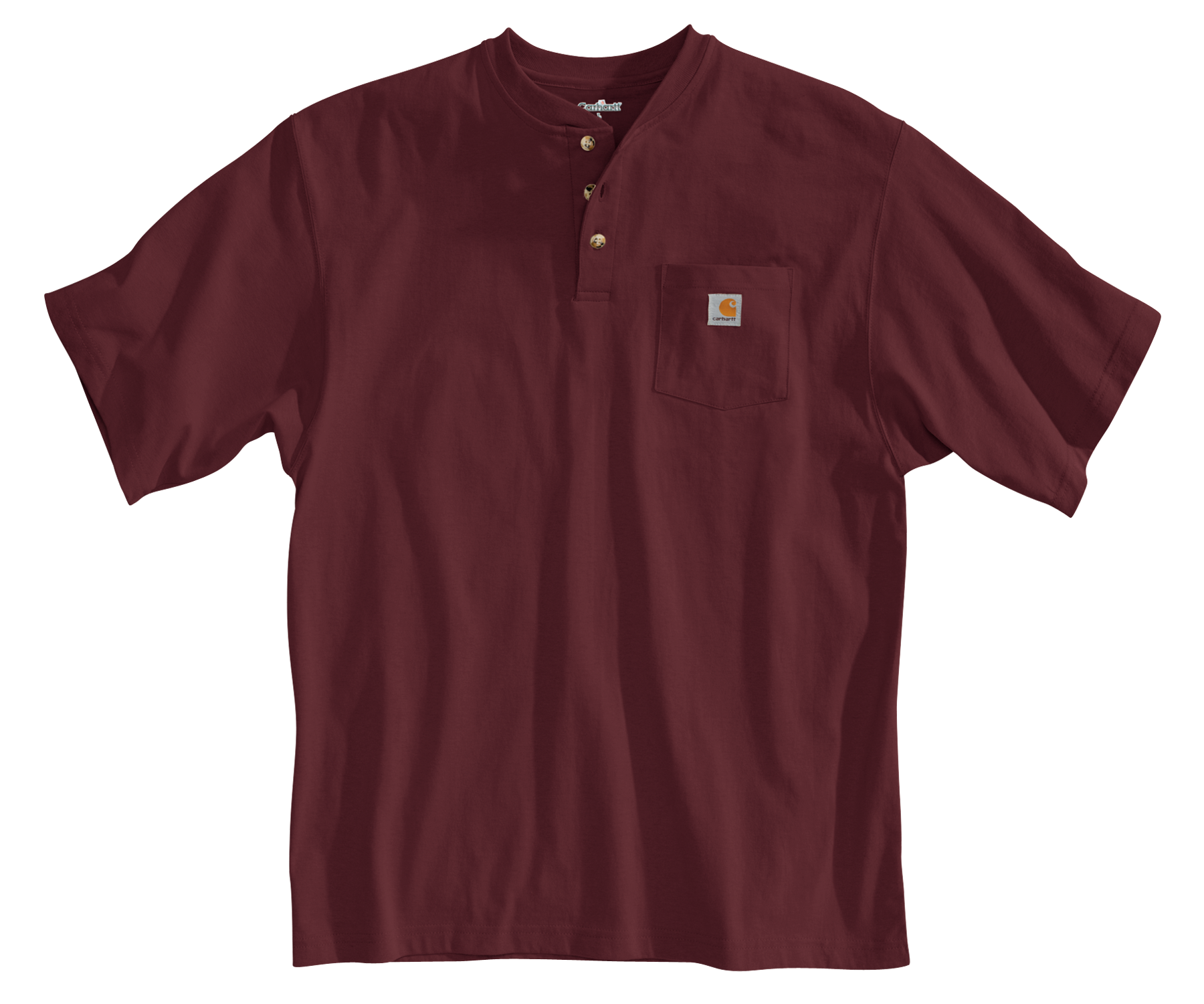 Image of Carhartt Loose-Fit Midweight Short-Sleeve Pocket Henley T-Shirt for Men - Port - M