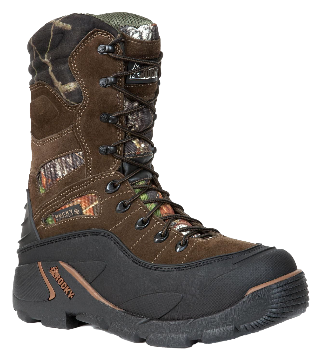 Image of Rocky Blizzard Stalker Insulated Waterproof Hunting Boots for Men - Brown/Mossy Oak Break-Up - 11M