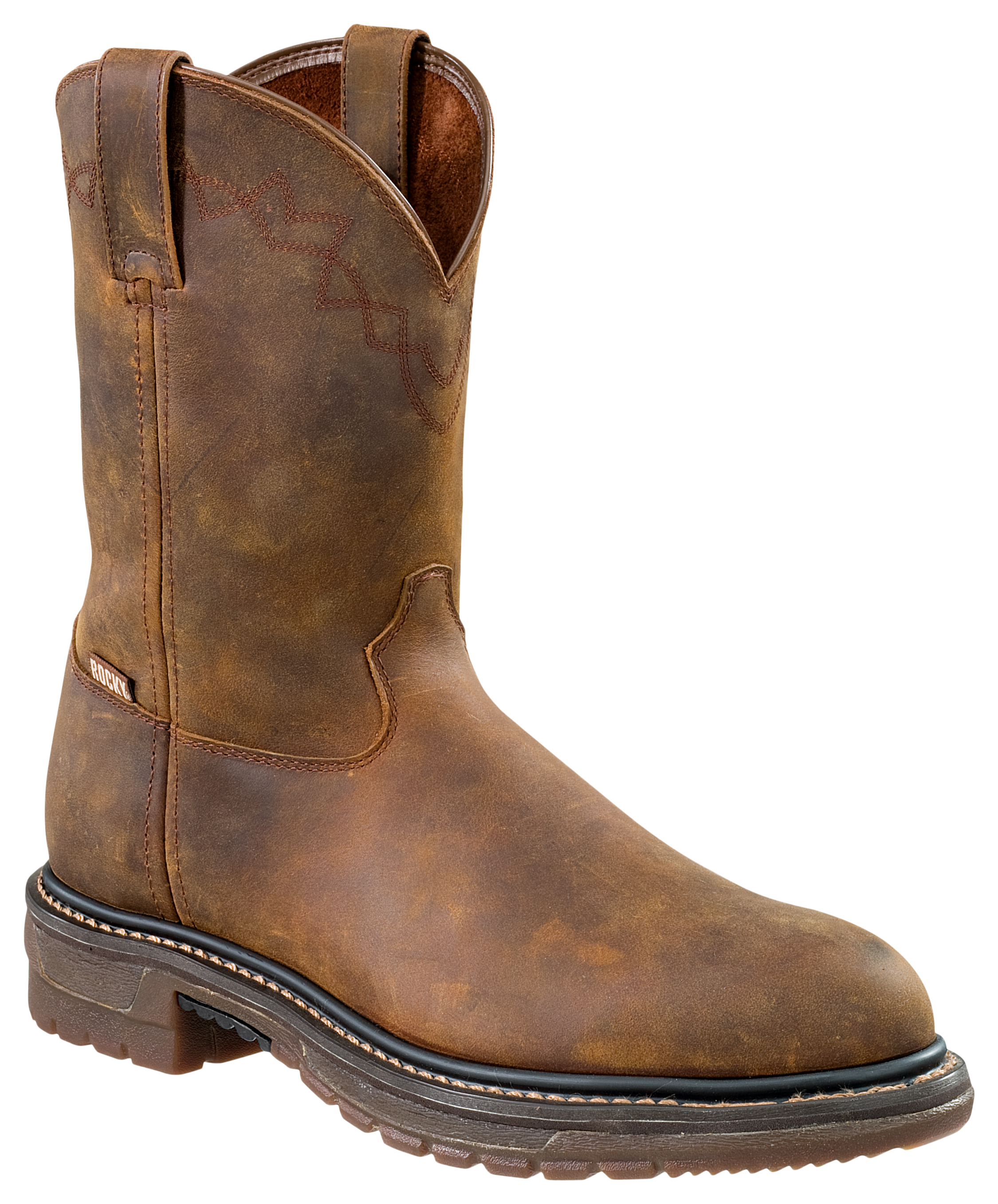 Image of ROCKY Ride Round Toe Roper Boots for Men - Tan